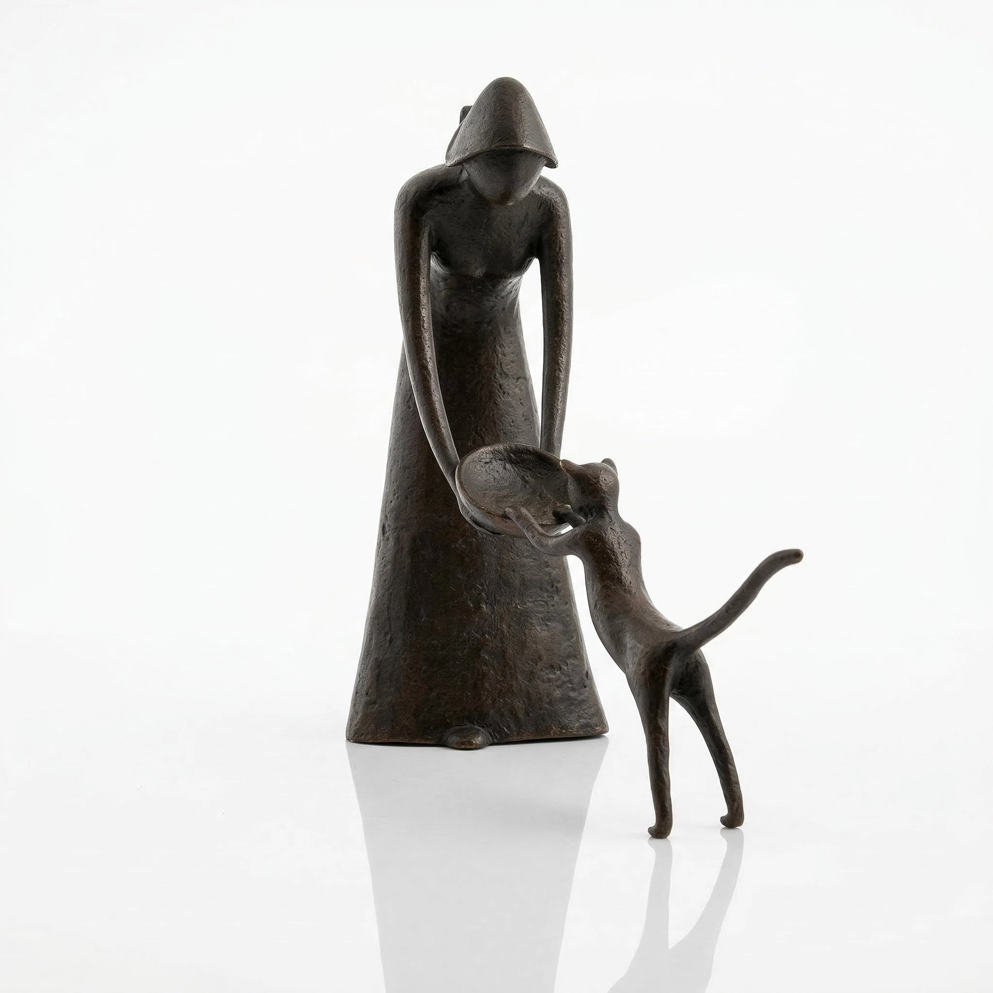 Vela-Bronze--Brass-Woman-and-Cat-Sculpture-Garden-Vignette-VSBS-7641-04