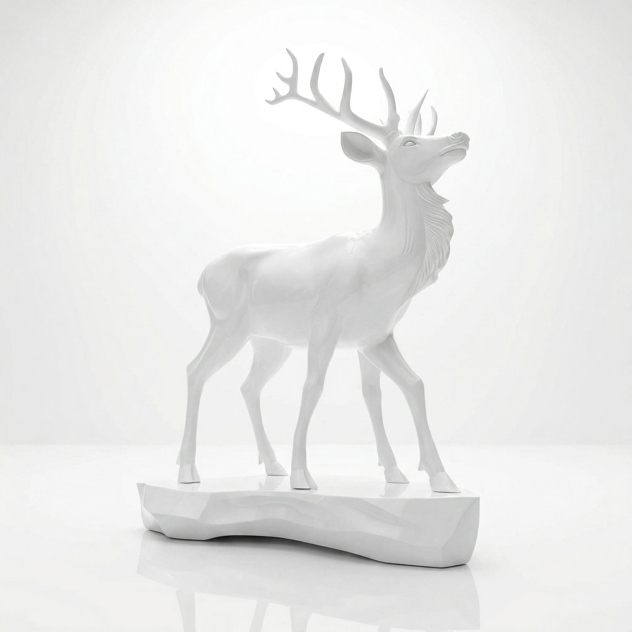 Vela-Fiberglass-Stag-Sculpture-Geometric-Plinth-VSFGS-764-02