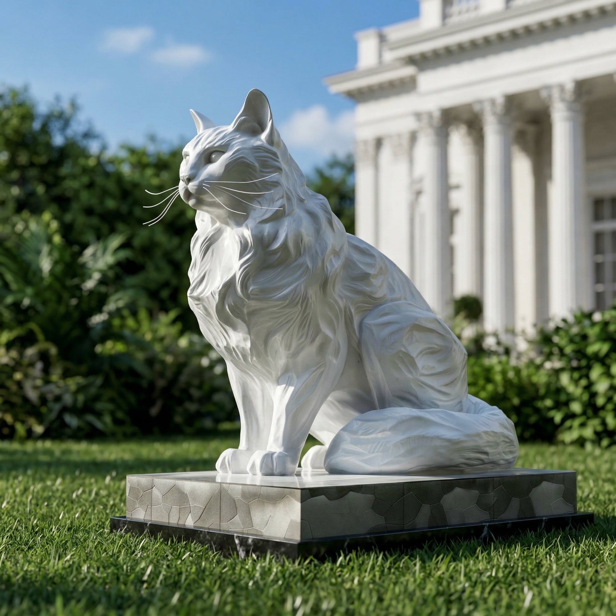 Vela-Fiberglass-Wildlife-Cat-Sculpture-Geometric-Plinth-VSFGS-418-01