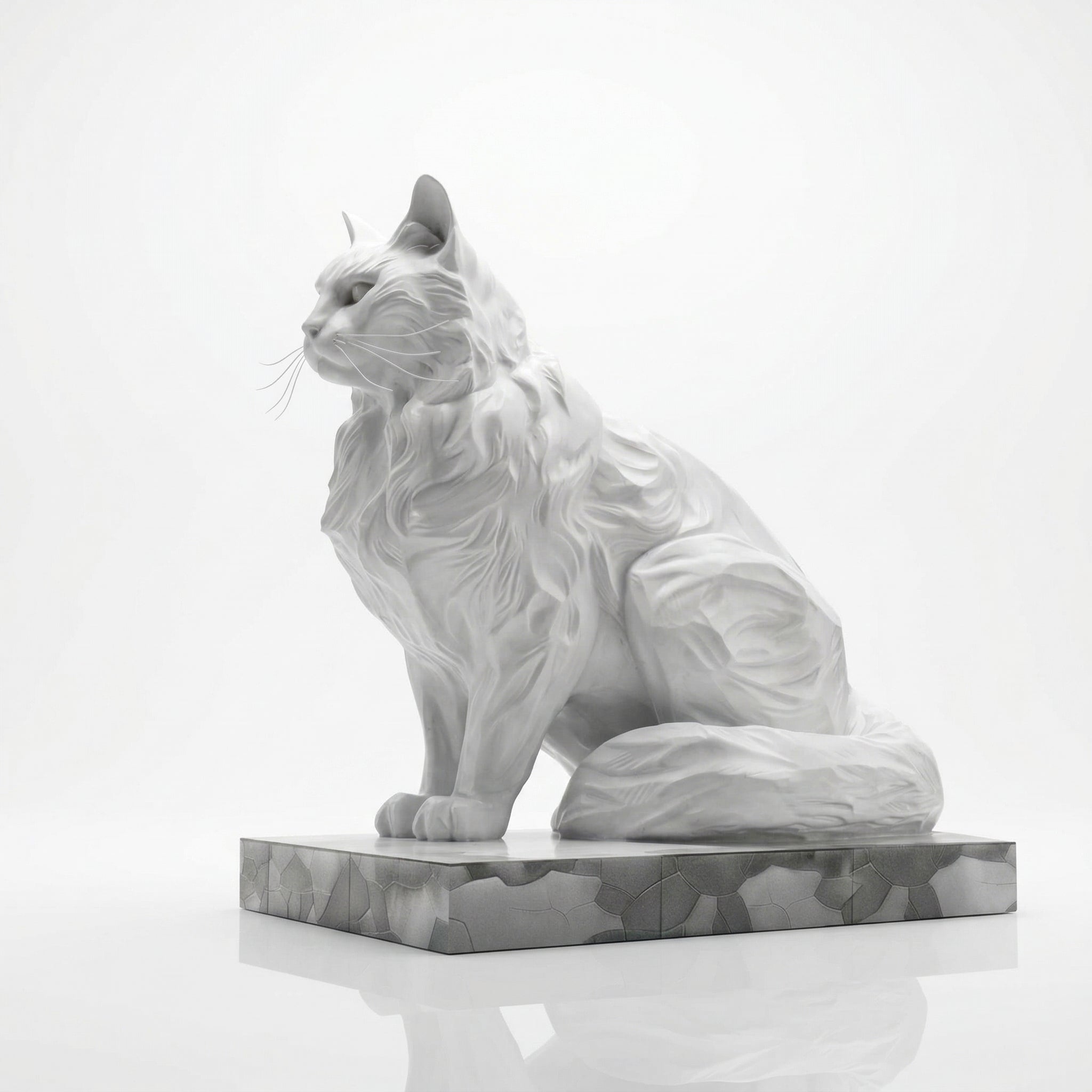 Vela-Fiberglass-Wildlife-Cat-Sculpture-Geometric-Plinth-VSFGS-418-02
