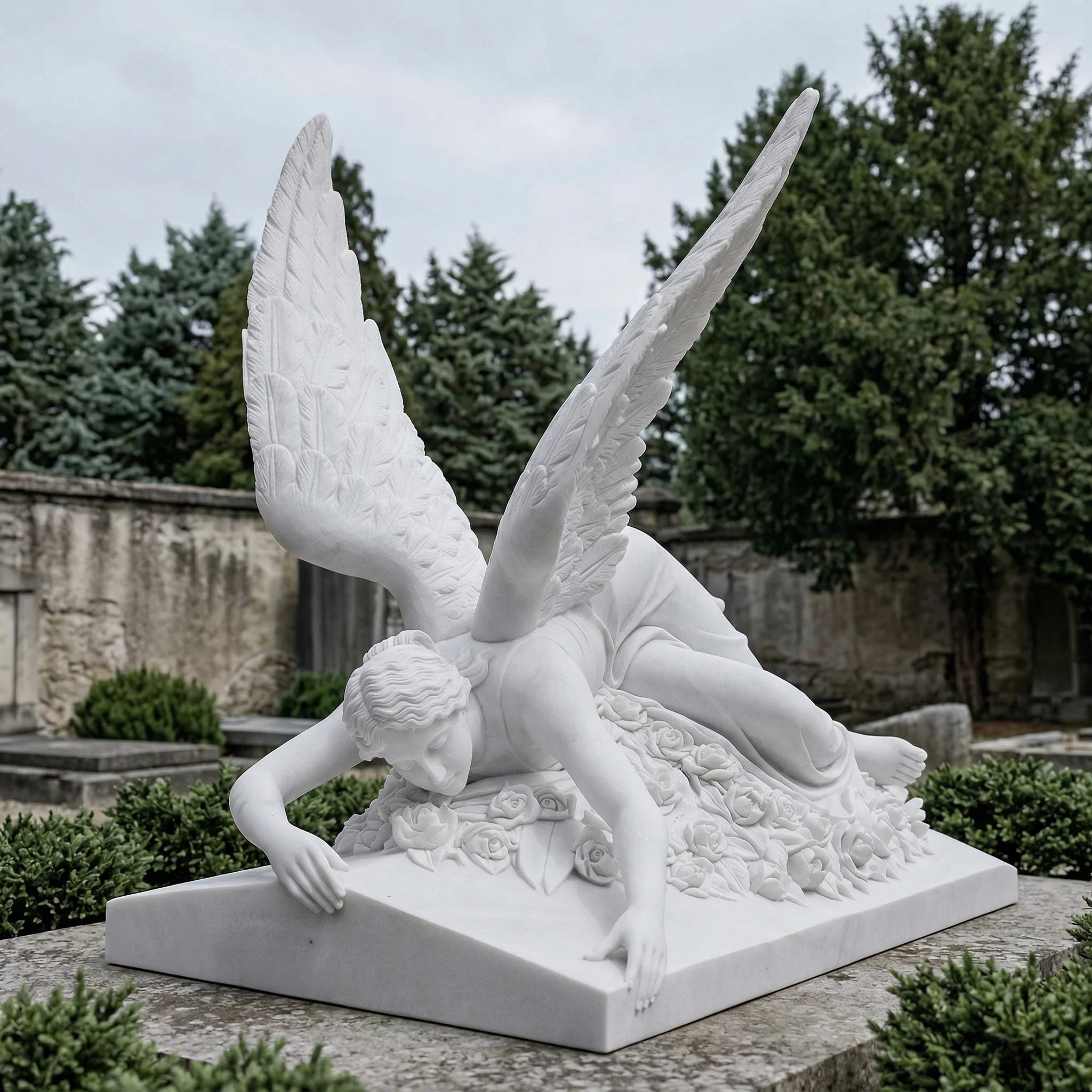 Vela-Natural-Marble-Winged-Figure-Sculpture-Reclining-Garden-Plinth-VSMS-6388-05
