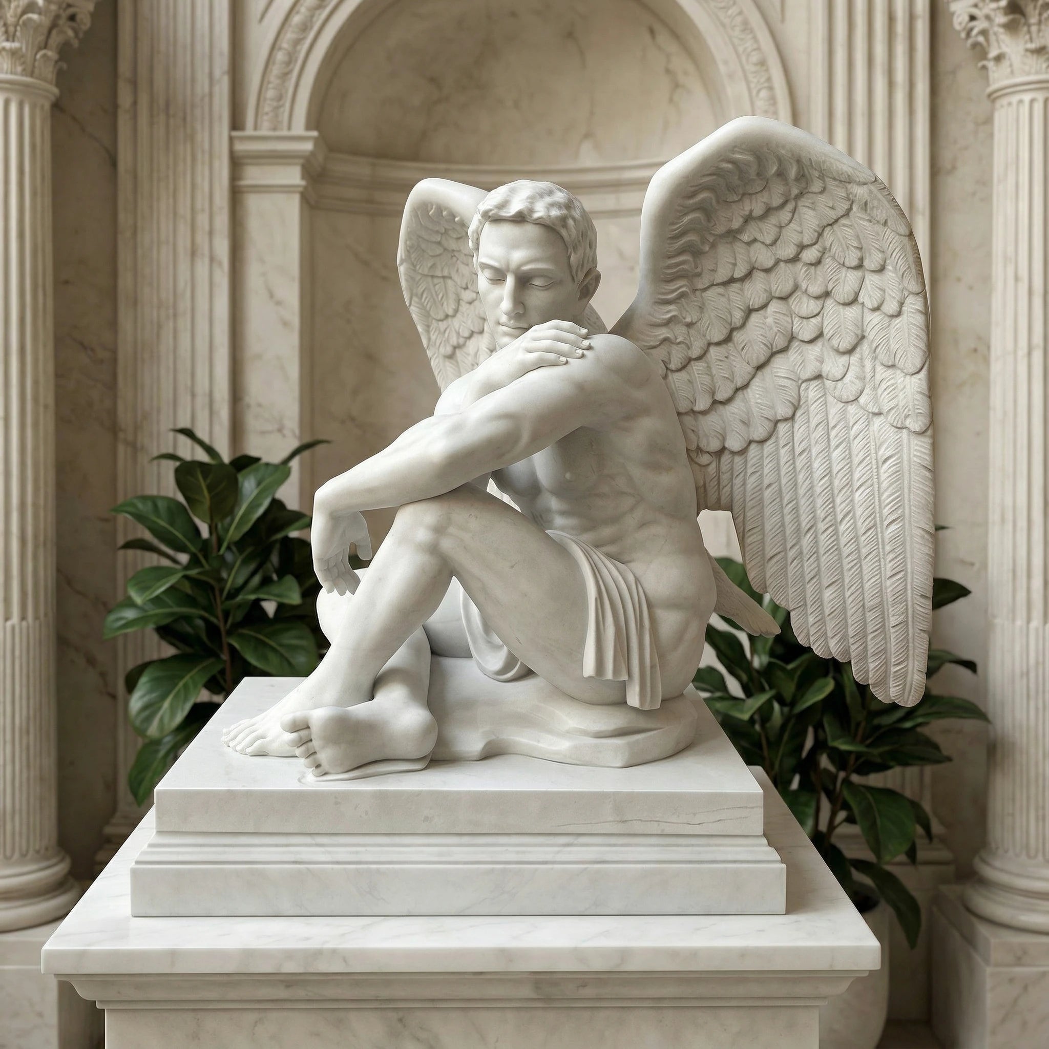Vela-Natural-Marble-Winged-Figure-Sculpture-Seated-Interior-Statement-VSMS-8843-01