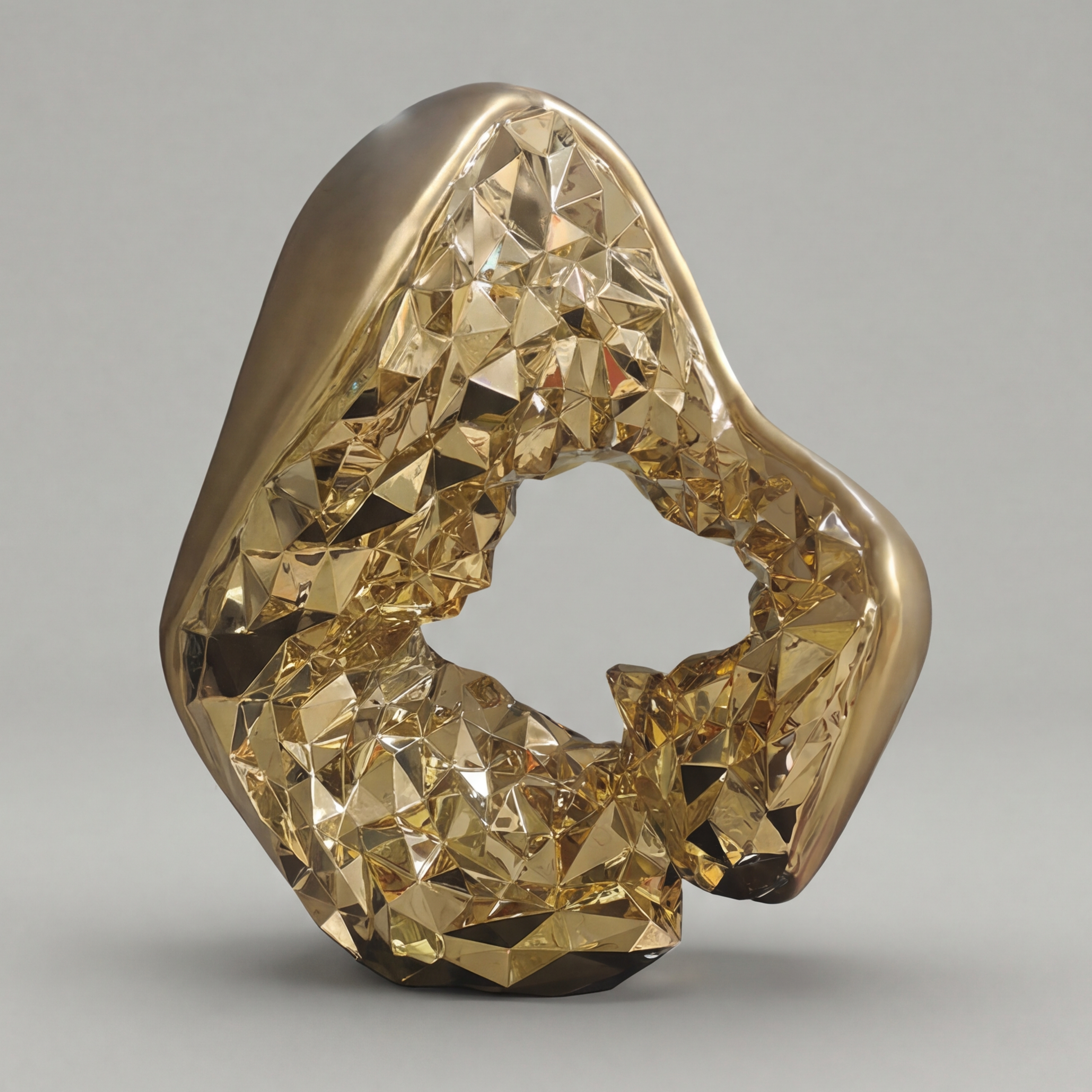 Vela Stainless Steel Modern Abstract Sculpture Luminous Biomorphic Faceted Form VSSS-8075