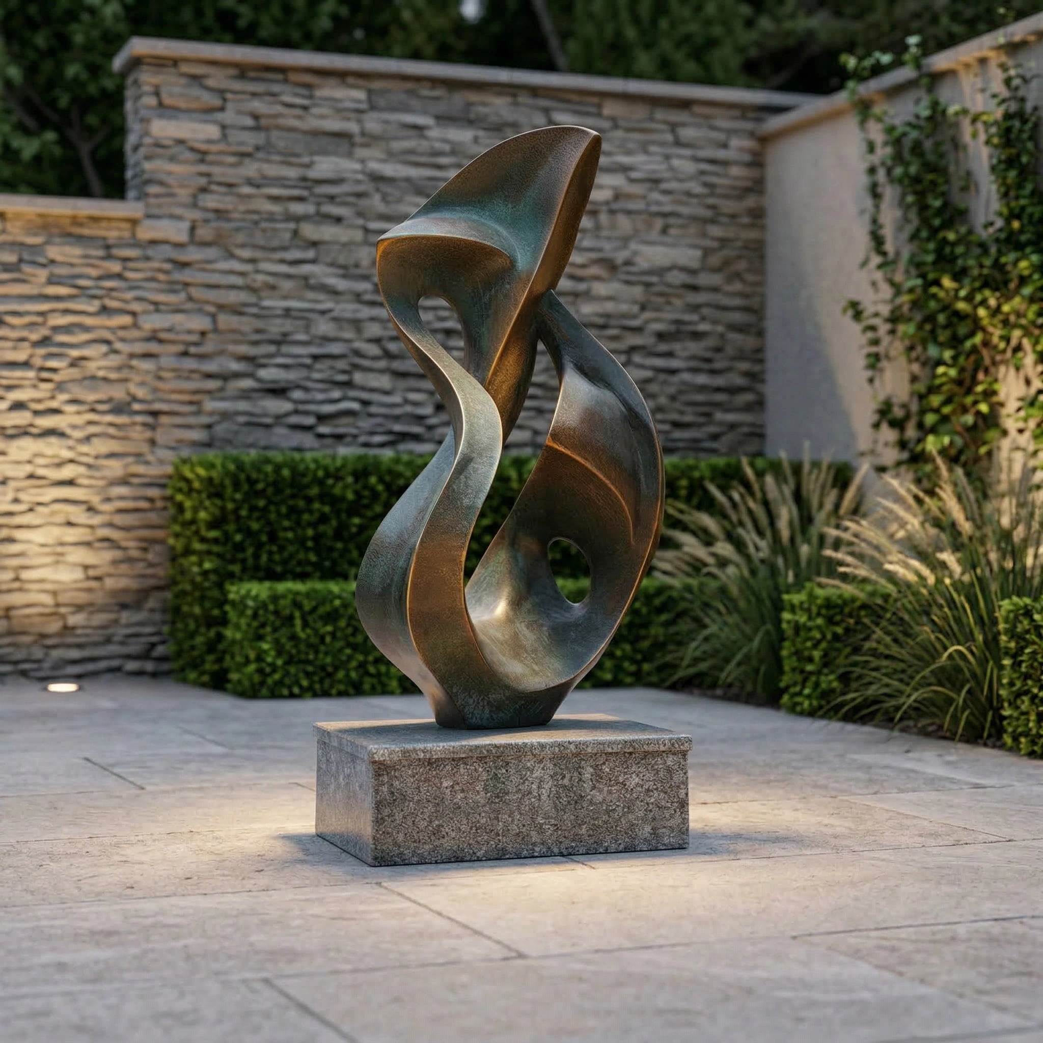 Vela-Bronze--Brass-Abstract-Flame-Sculpture-Looped-Garden-Form-VSBS-8417-01