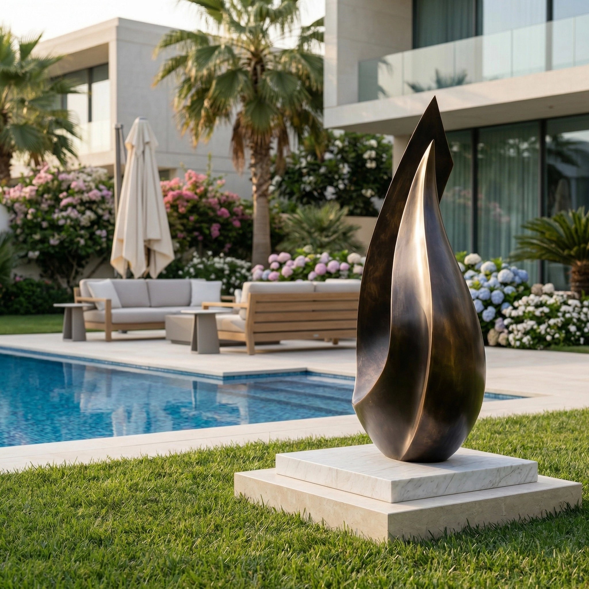 Vela-Bronze--Brass-Abstract-Flame-Sculpture-Marble-Plinth-VSBS-8116-02