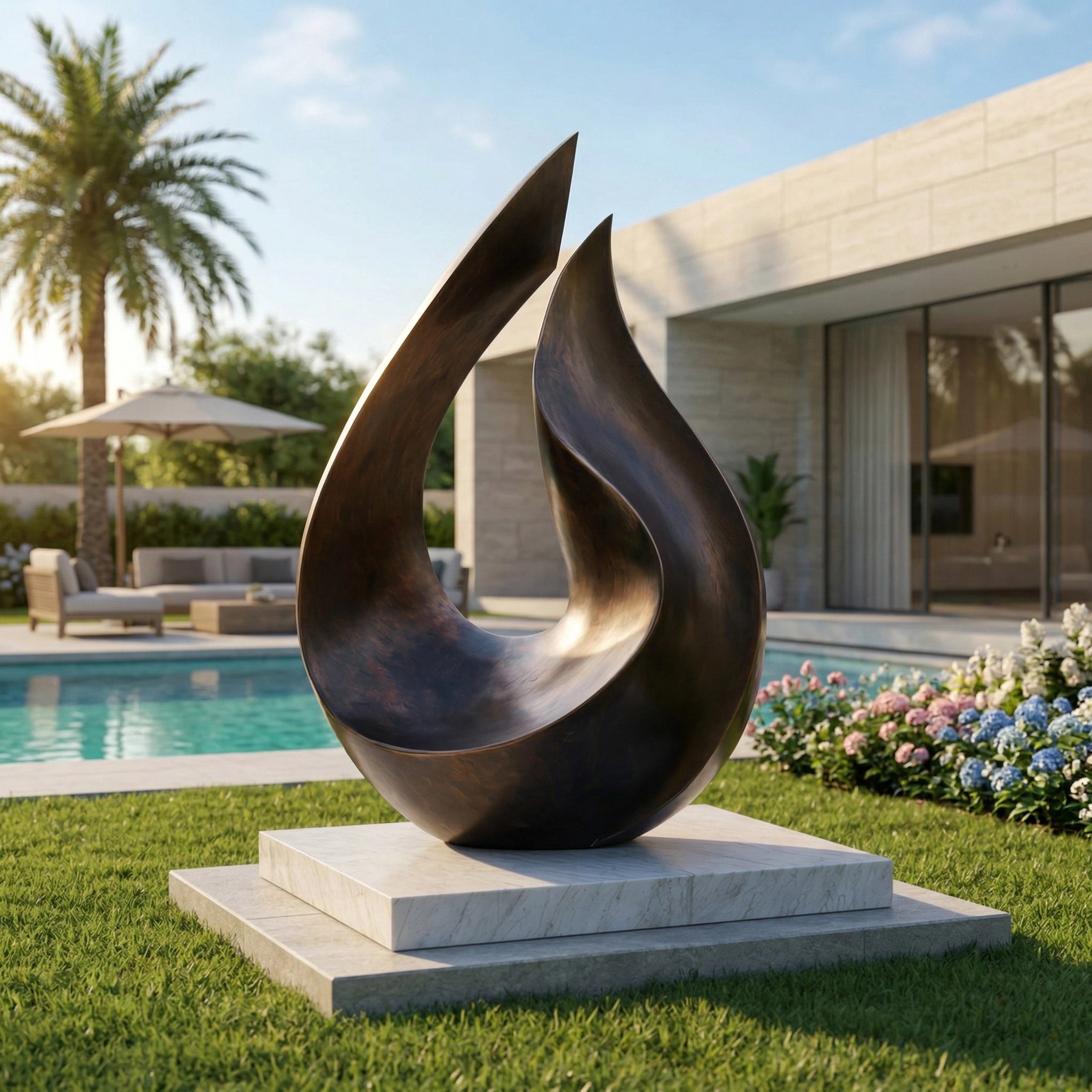 Vela-Bronze--Brass-Abstract-Flame-Sculpture-Marble-Plinth-VSBS-8116-03