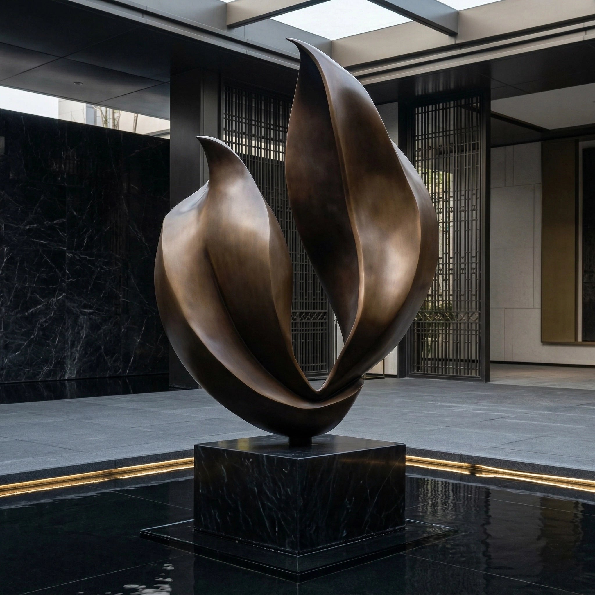 Vela-Bronze--Brass-Abstract-Flame-Sculpture-Poolside-Pedestal-VSBS-6584-03