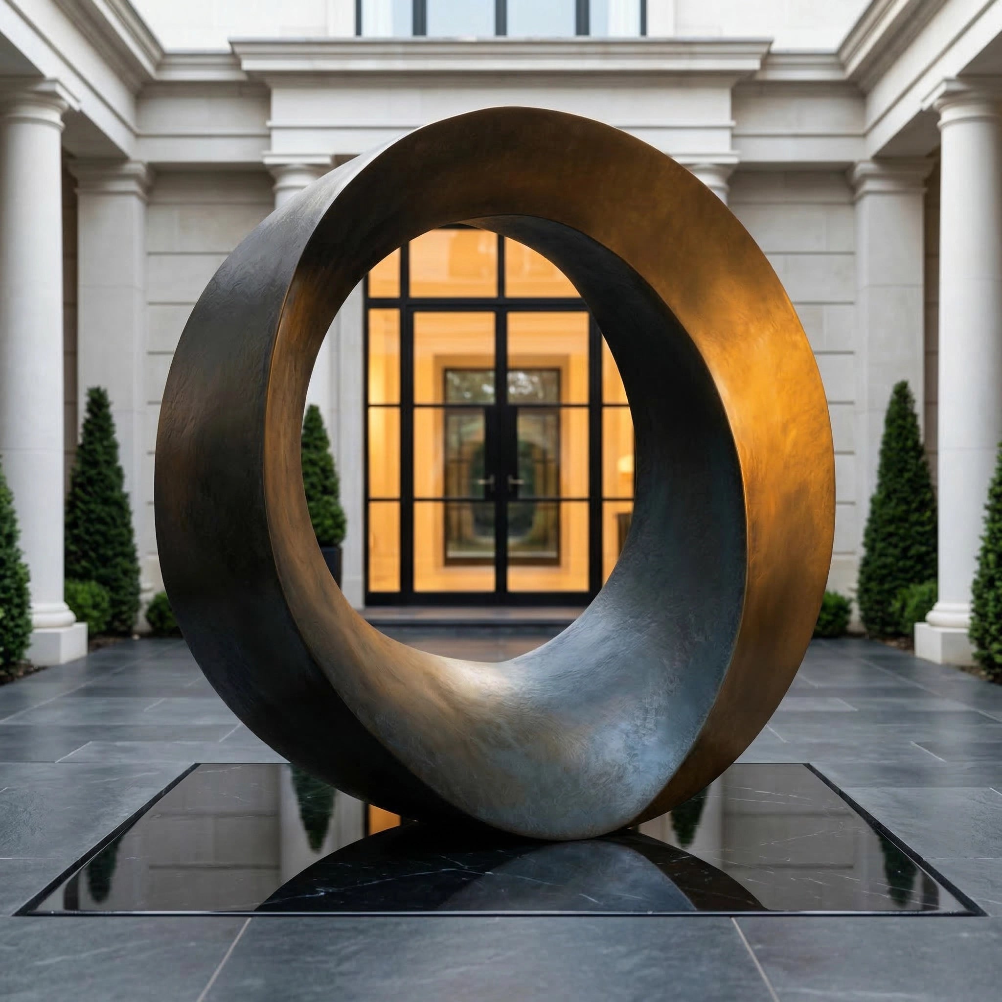 Vela-Bronze--Brass-Abstract-Geometric-Ring-Sculpture-Entrance-Looped-Form-VSBS-4821-01