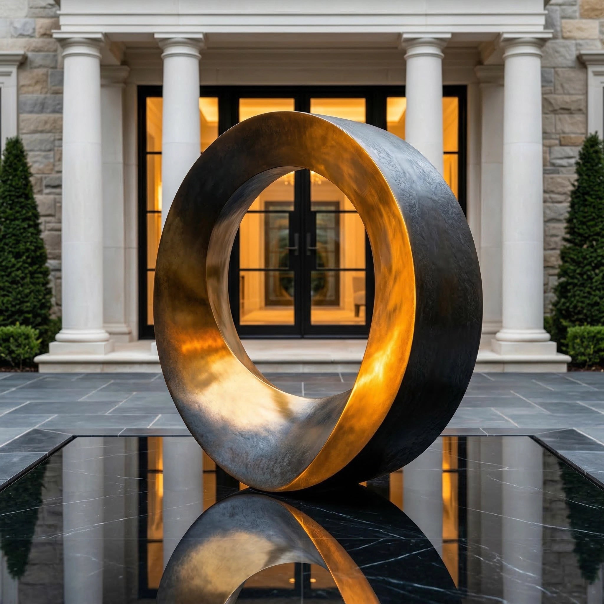 Vela-Bronze--Brass-Abstract-Geometric-Ring-Sculpture-Entrance-Looped-Form-VSBS-4821-02