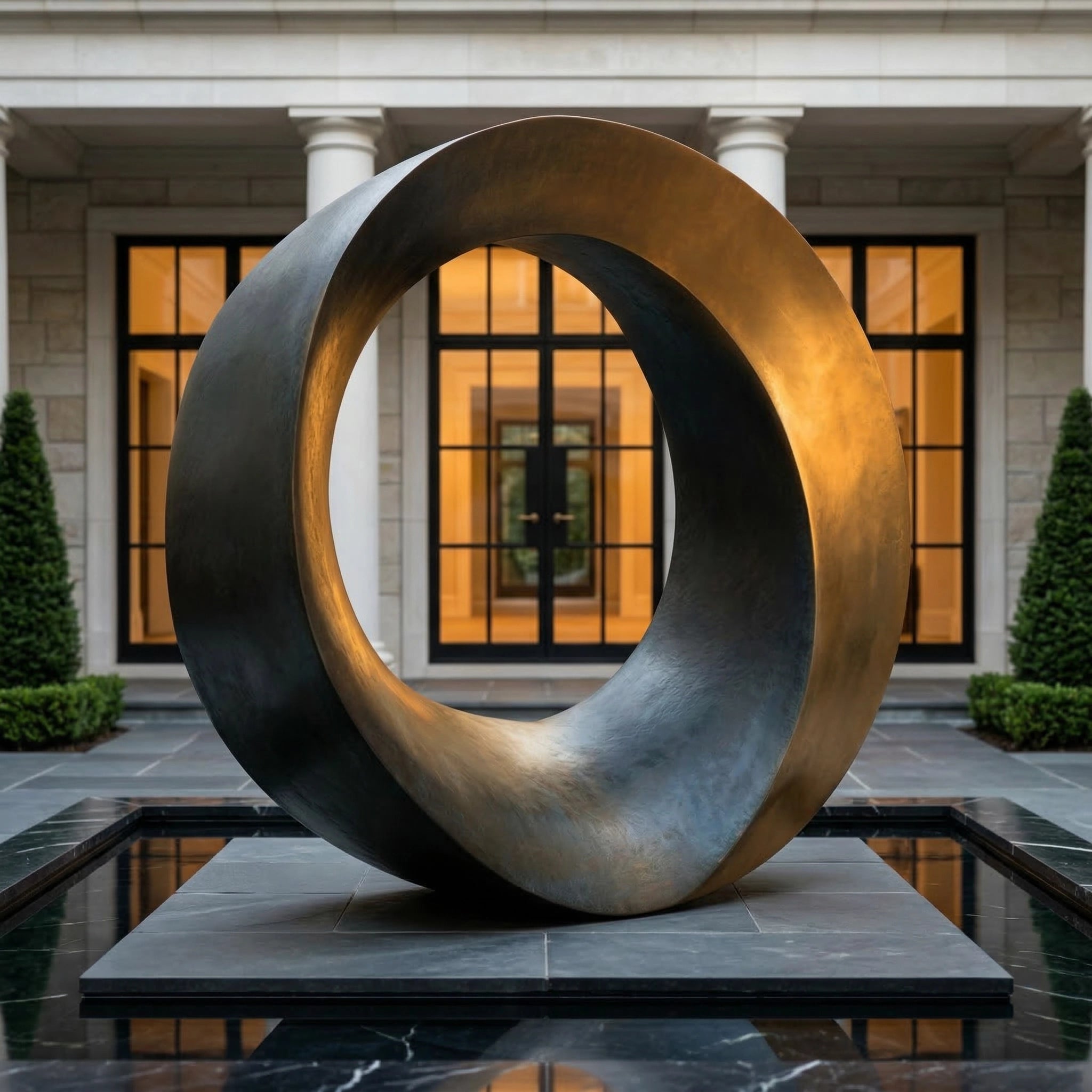 Vela-Bronze--Brass-Abstract-Geometric-Ring-Sculpture-Entrance-Looped-Form-VSBS-4821-03