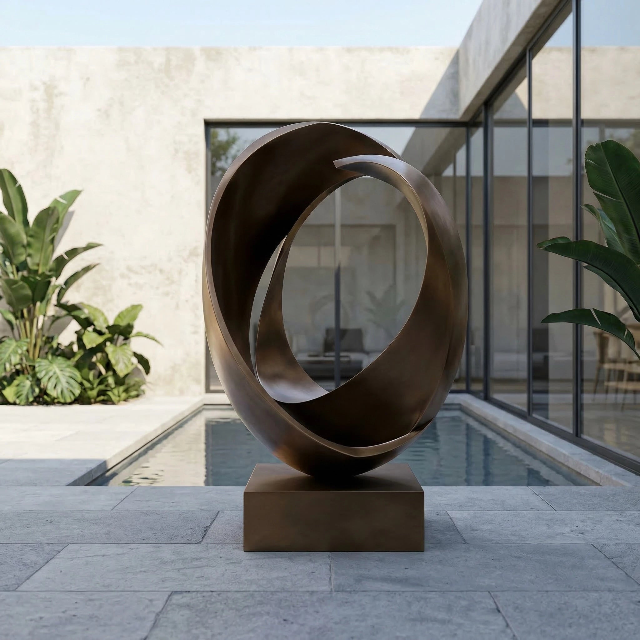 Vela-Bronze--Brass-Abstract-Geometric-Sculpture-Looping-Oval-Courtyard-VSBS-7568-02