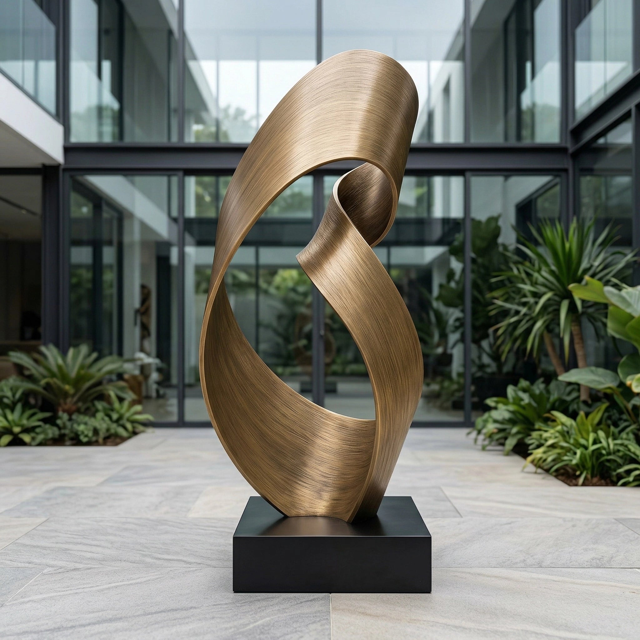 Vela-Bronze--Brass-Abstract-Loop-Sculpture-Entrance-Courtyard-VSBS-6735-01