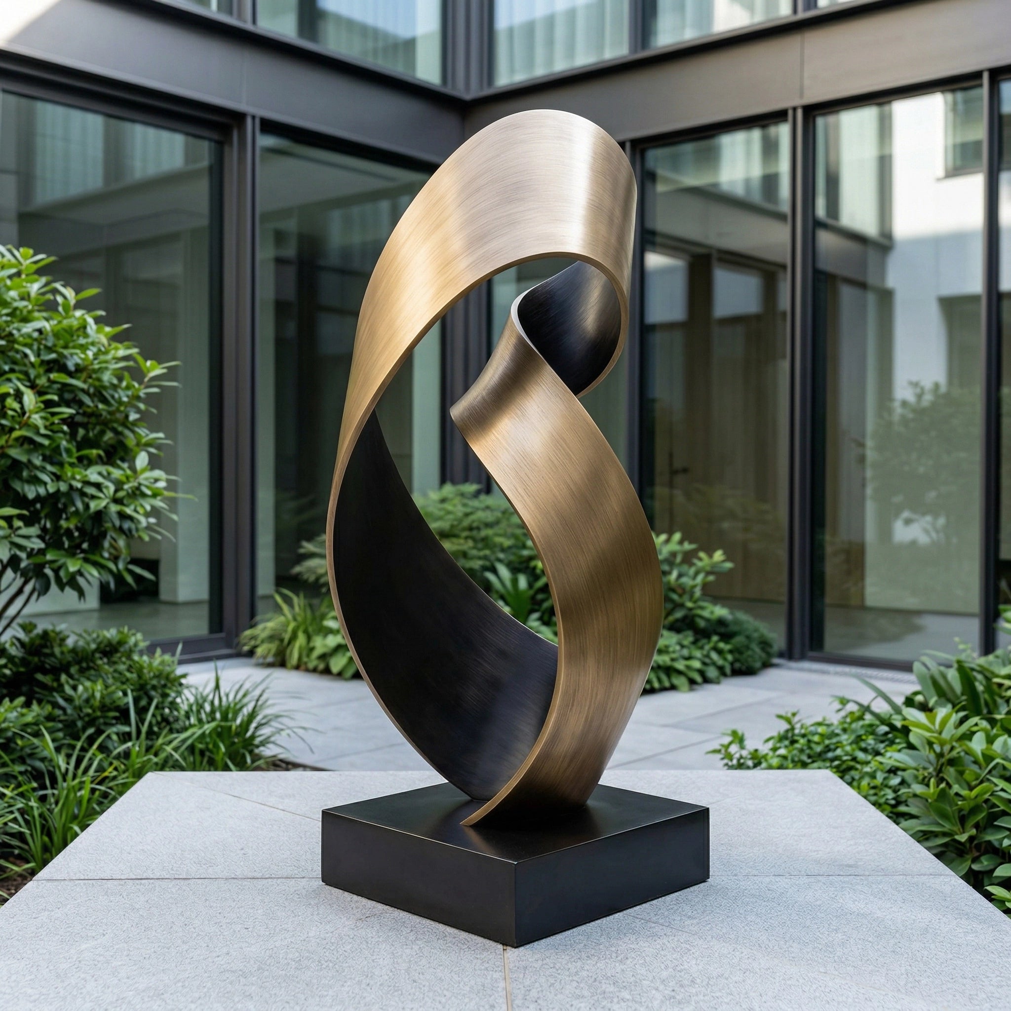 Vela-Bronze--Brass-Abstract-Loop-Sculpture-Entrance-Courtyard-VSBS-6735-02