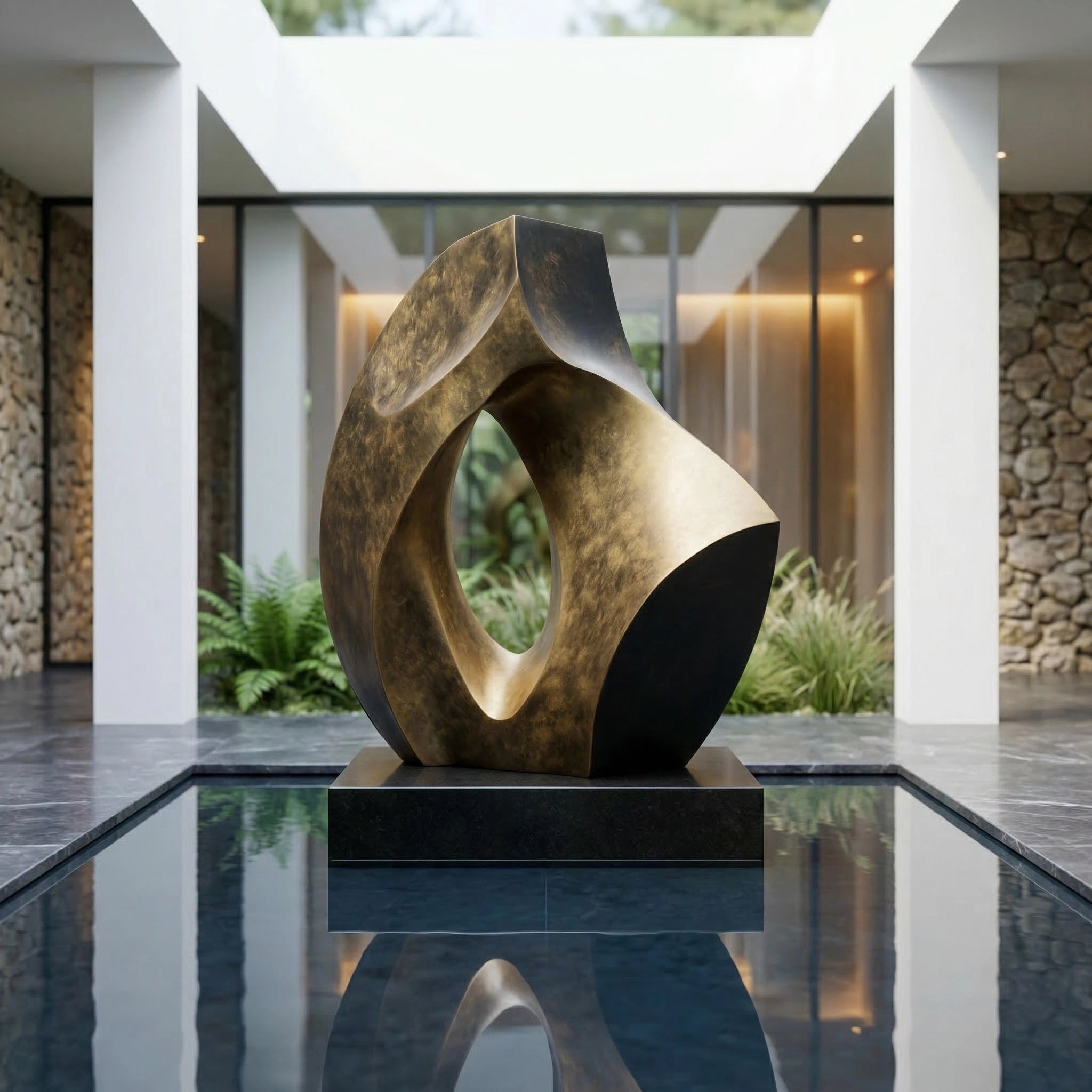 Vela-Bronze--Brass-Abstract-Loop-Sculpture-Foyer-Centerpiece-VSBS-7311-01