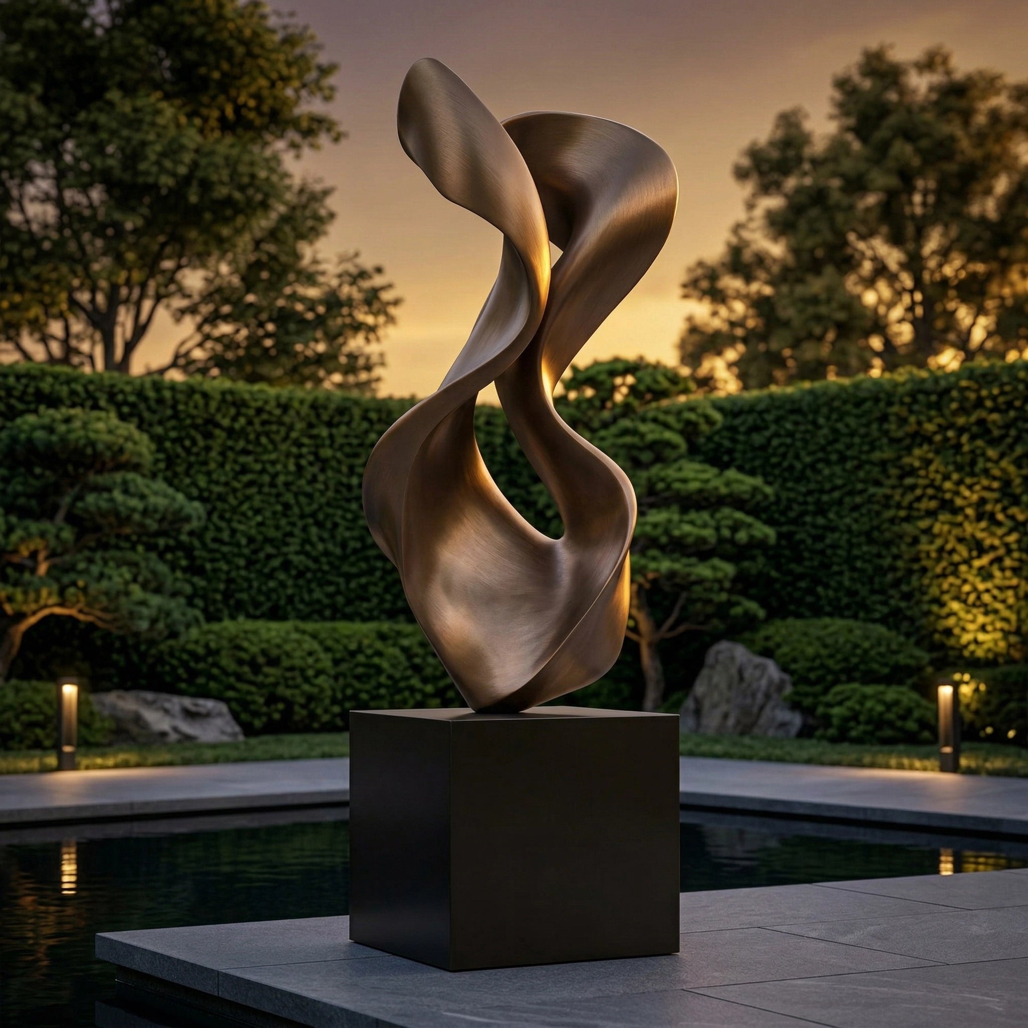 Vela-Bronze--Brass-Abstract-Ribbon-Sculpture-Garden-Pedestal-VSBS-472-01