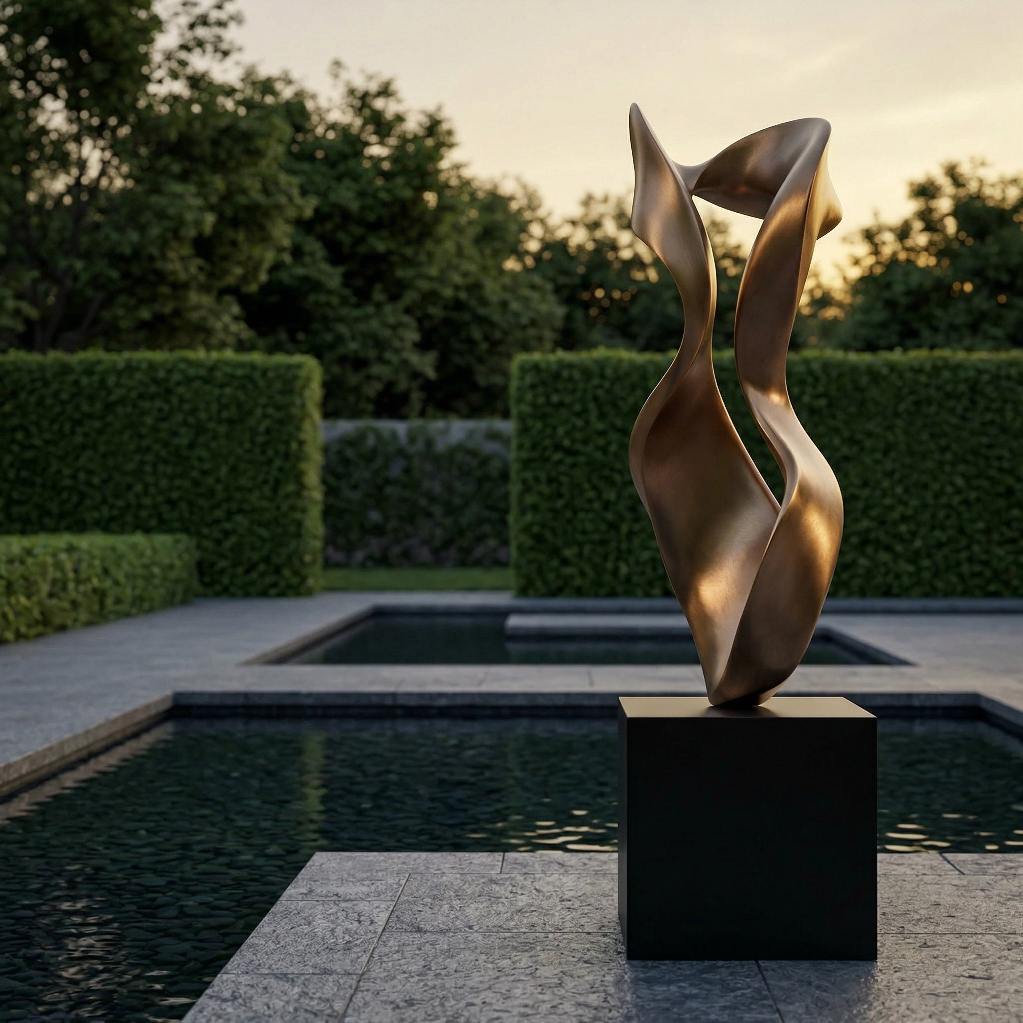 Vela-Bronze--Brass-Abstract-Ribbon-Sculpture-Garden-Pedestal-VSBS-472-04