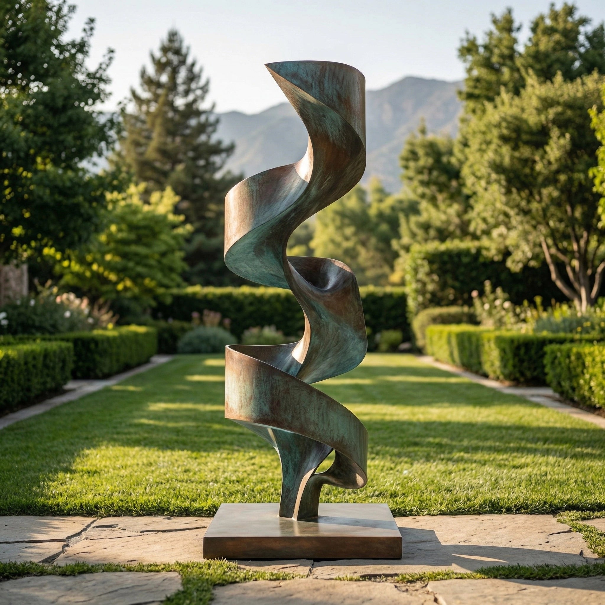 Vela-Bronze--Brass-Abstract-Ribbon-Sculpture-Garden-Plinth-VSBS-7685-02