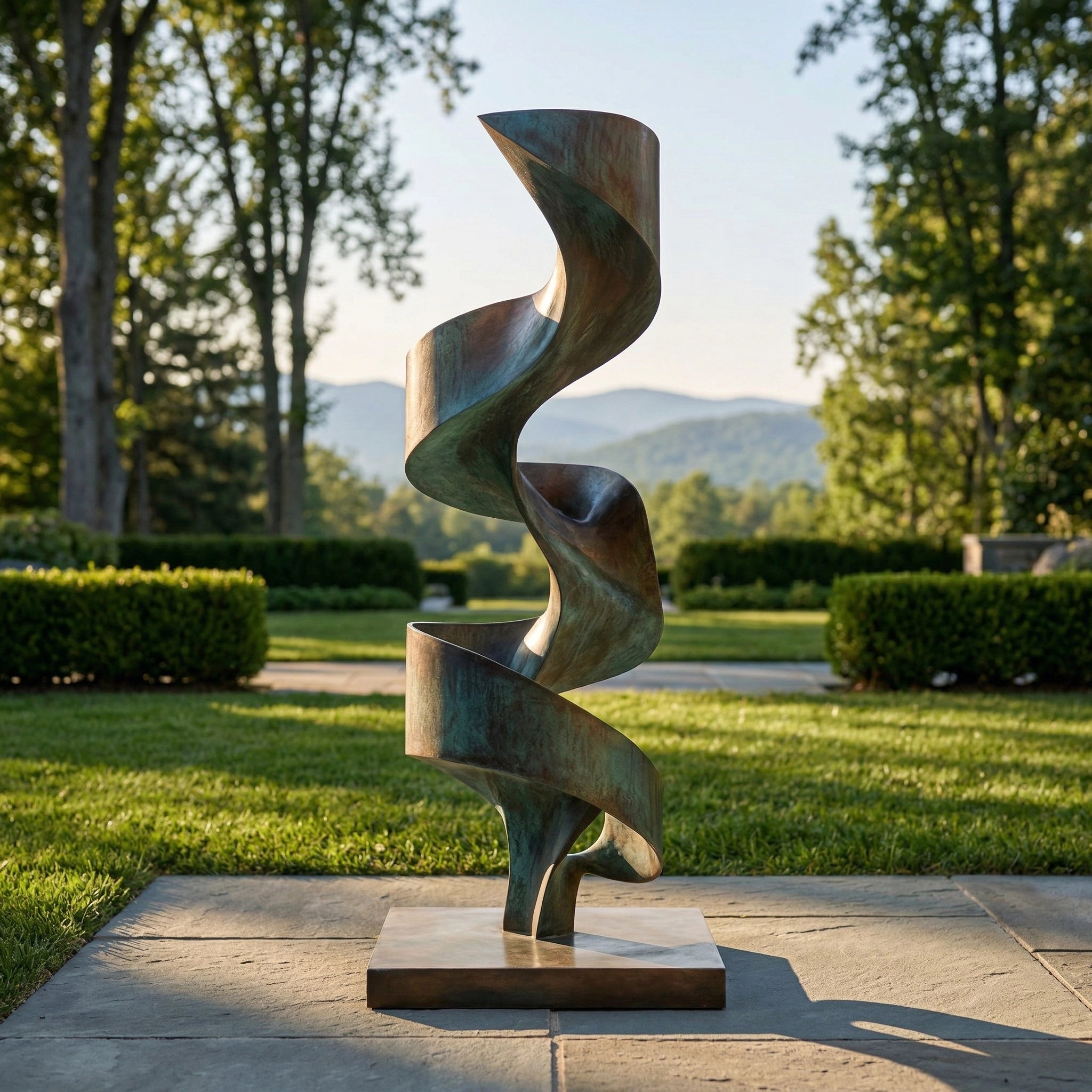 Vela-Bronze--Brass-Abstract-Ribbon-Sculpture-Garden-Plinth-VSBS-7685-03