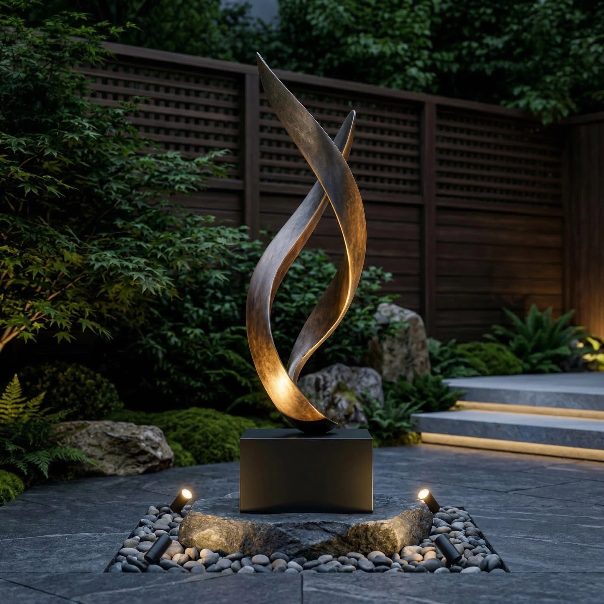 Vela-Bronze--Brass-Abstract-Ribbon-Sculpture-Garden-Plinth-VSBS-7689-01