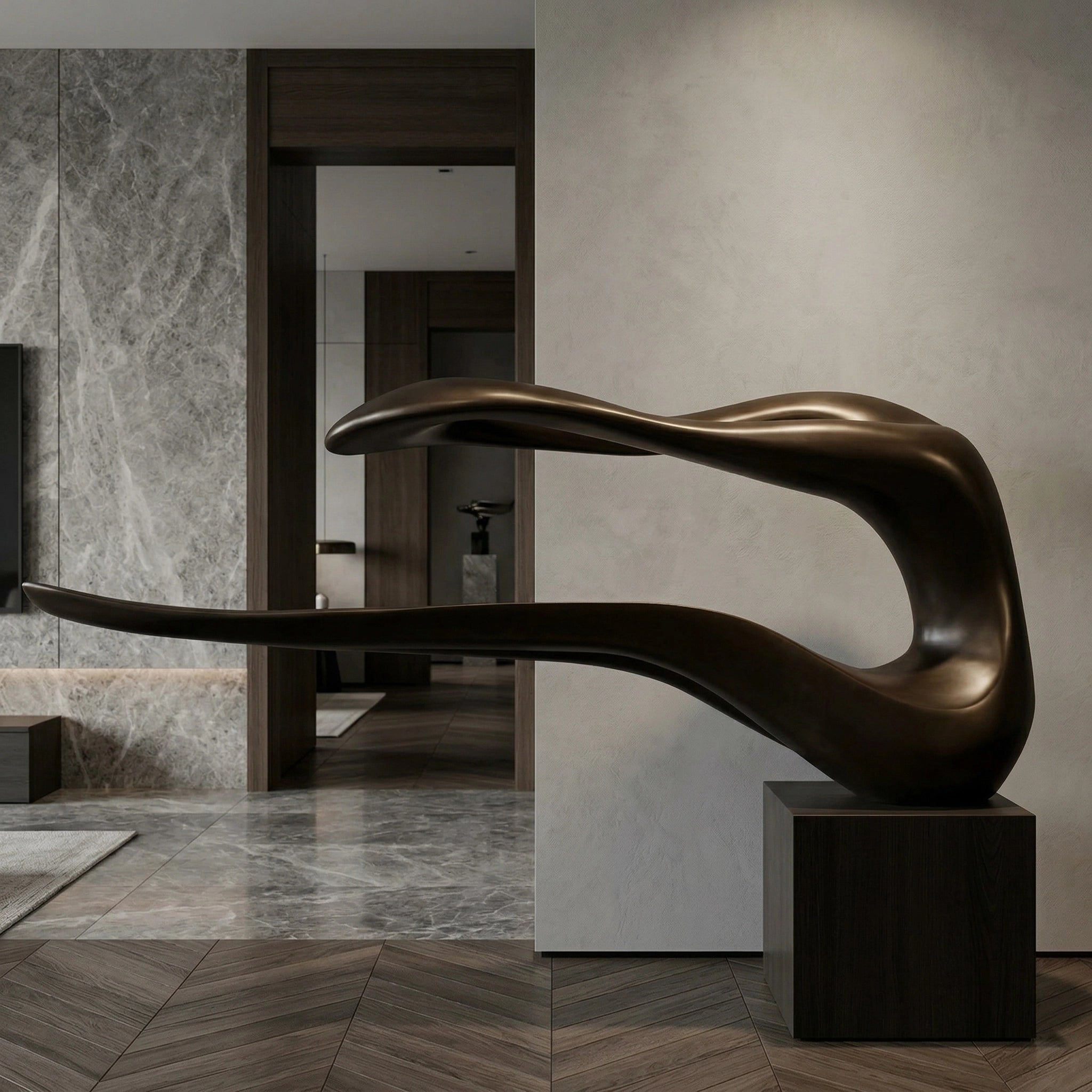 Vela-Bronze--Brass-Abstract-Ribbon-Sculpture-Plinth-Mounted-VSBS-7832-02