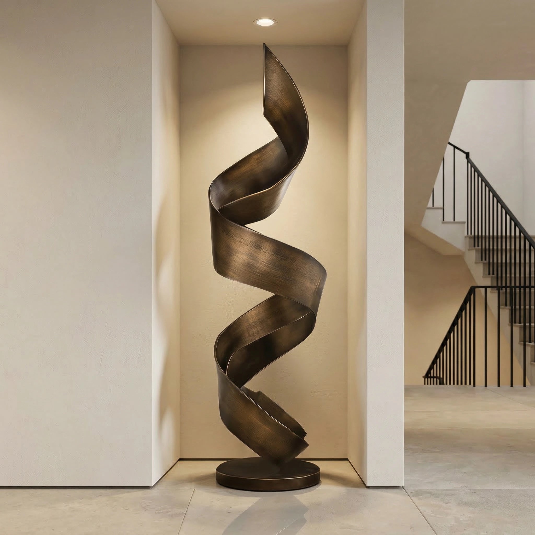 Vela-Bronze--Brass-Abstract-Ribbon-Sculpture-Spiral-Floor-Standing-VSBS-9336-01