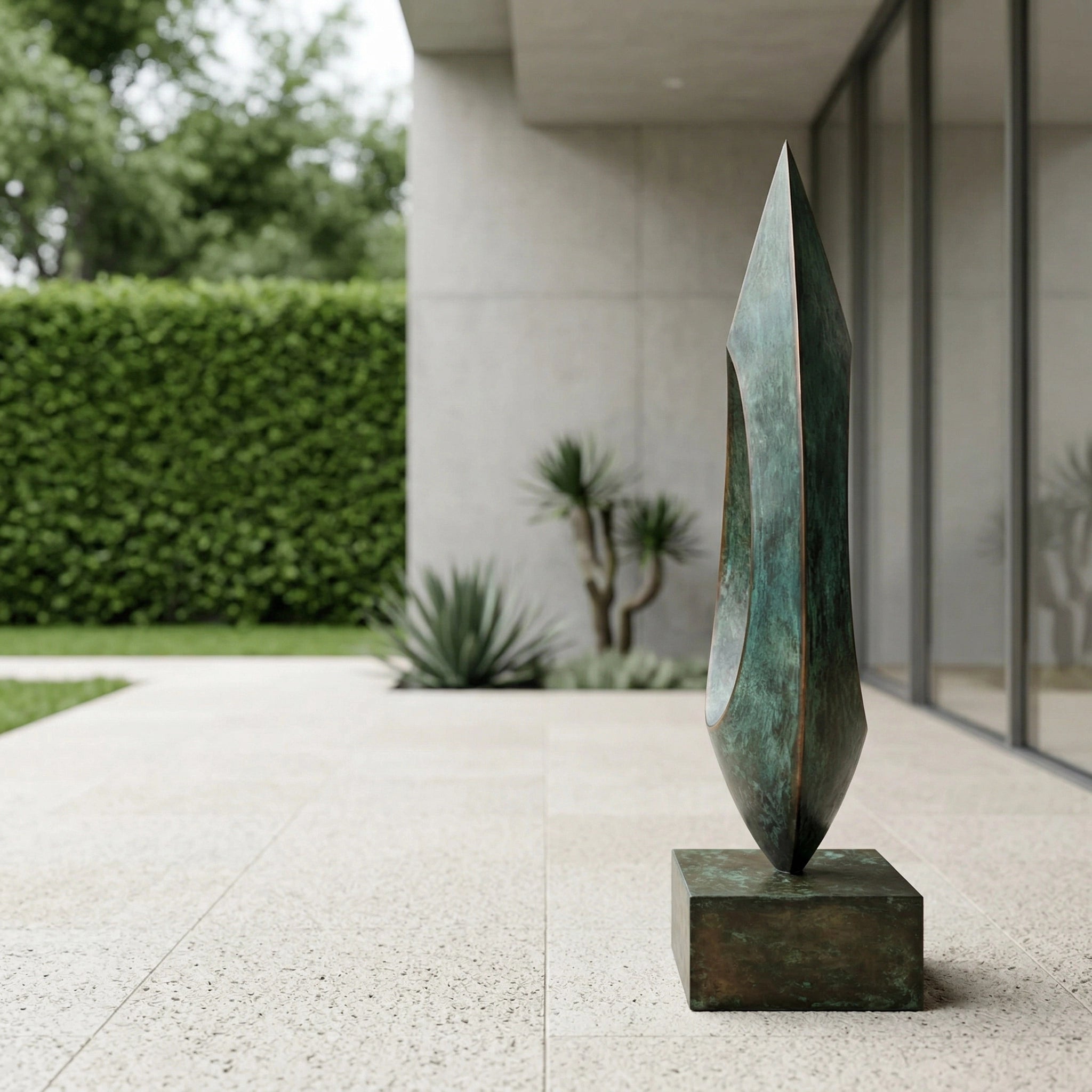 Vela-Bronze--Brass-Abstract-Teardrop-Sculpture-Oval-Void-Courtyard-Placement-VSBS-7153-03