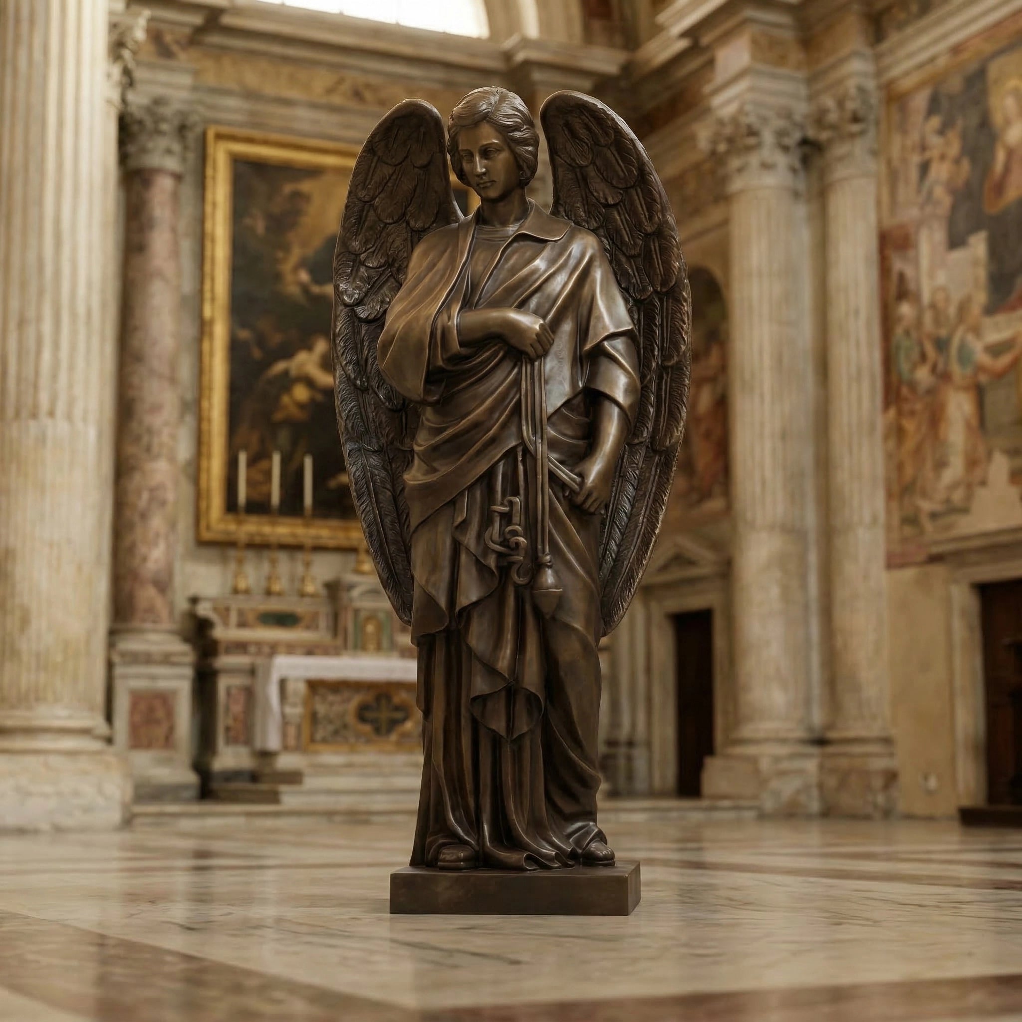 Vela-Bronze--Brass-Angel-Sculpture-Floor-Pedestal-VSBS-5884-01
