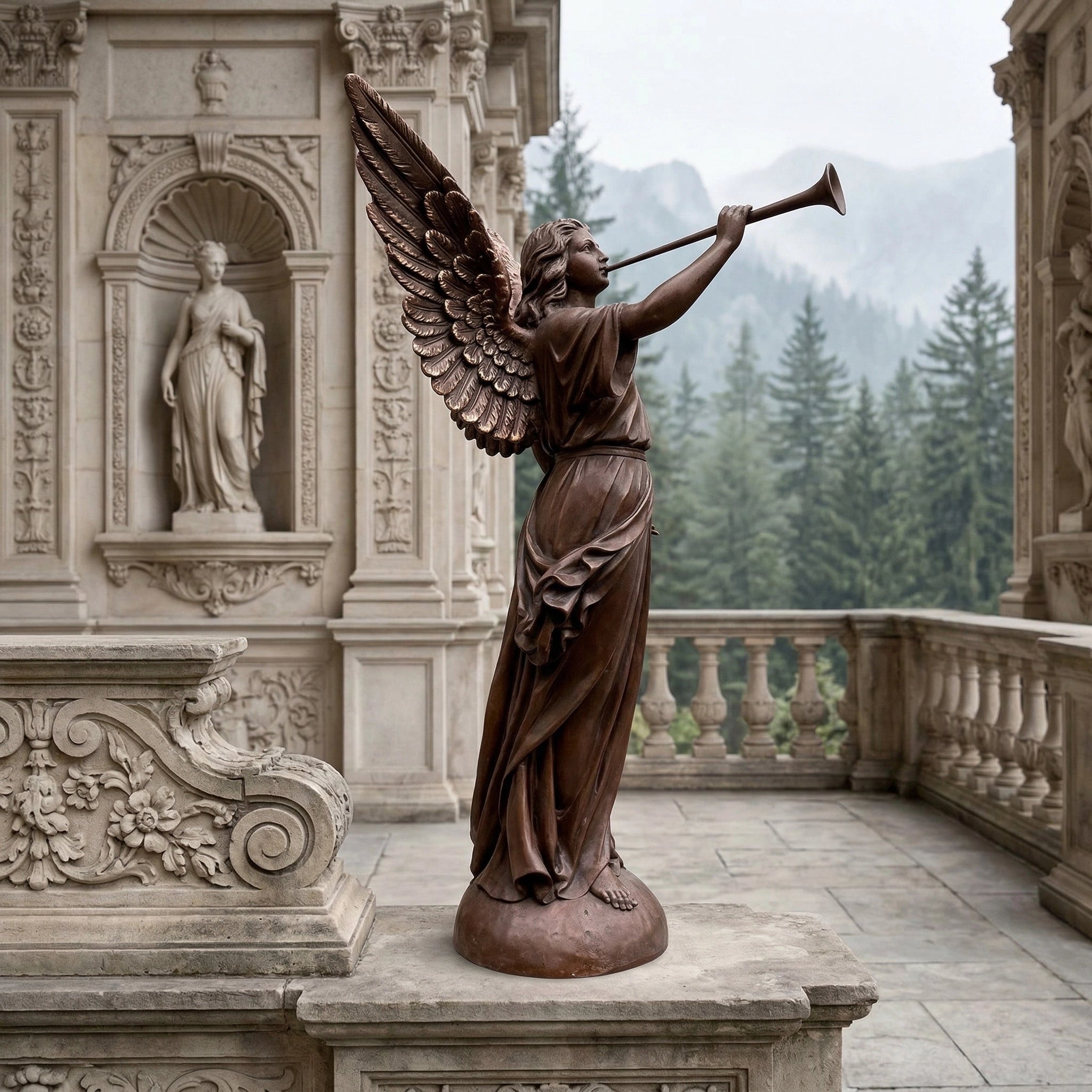 Vela-Bronze--Brass-Angel-Sculpture-Trumpet-Garden-Statue-VSBS-9184-04