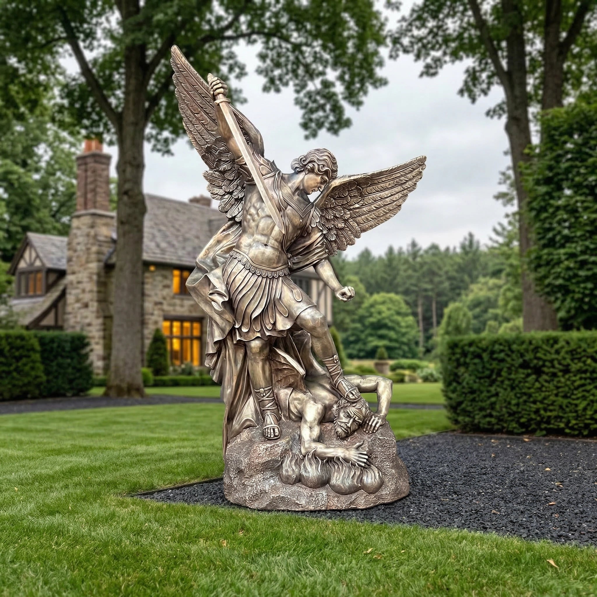 Vela-Bronze--Brass-Archangel-Michael-Sculpture-Garden-Focal-Point-VSBS-7644-01