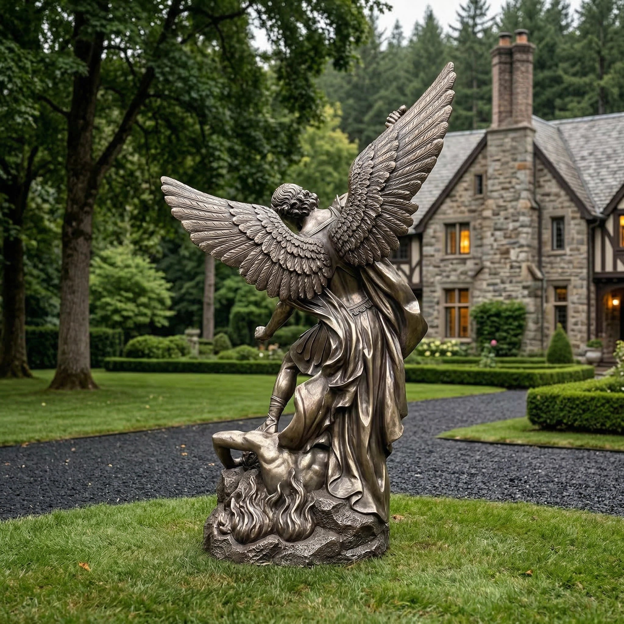 Vela-Bronze--Brass-Archangel-Michael-Sculpture-Garden-Focal-Point-VSBS-7644-02
