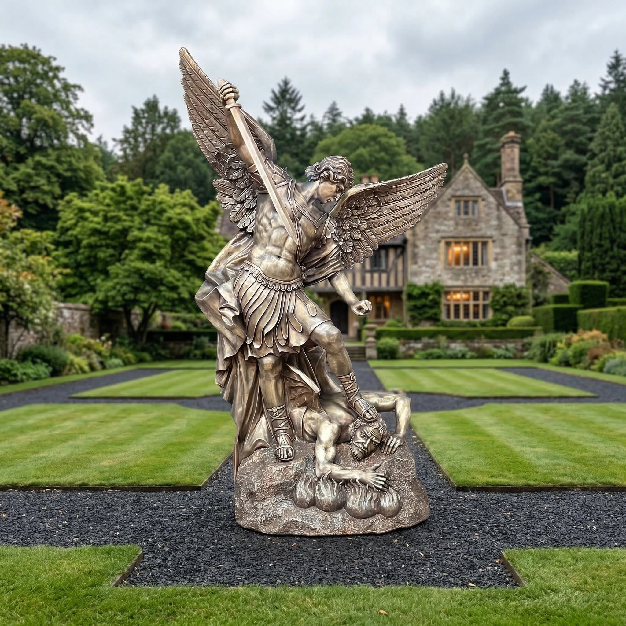 Vela-Bronze--Brass-Archangel-Michael-Sculpture-Garden-Focal-Point-VSBS-7644-03