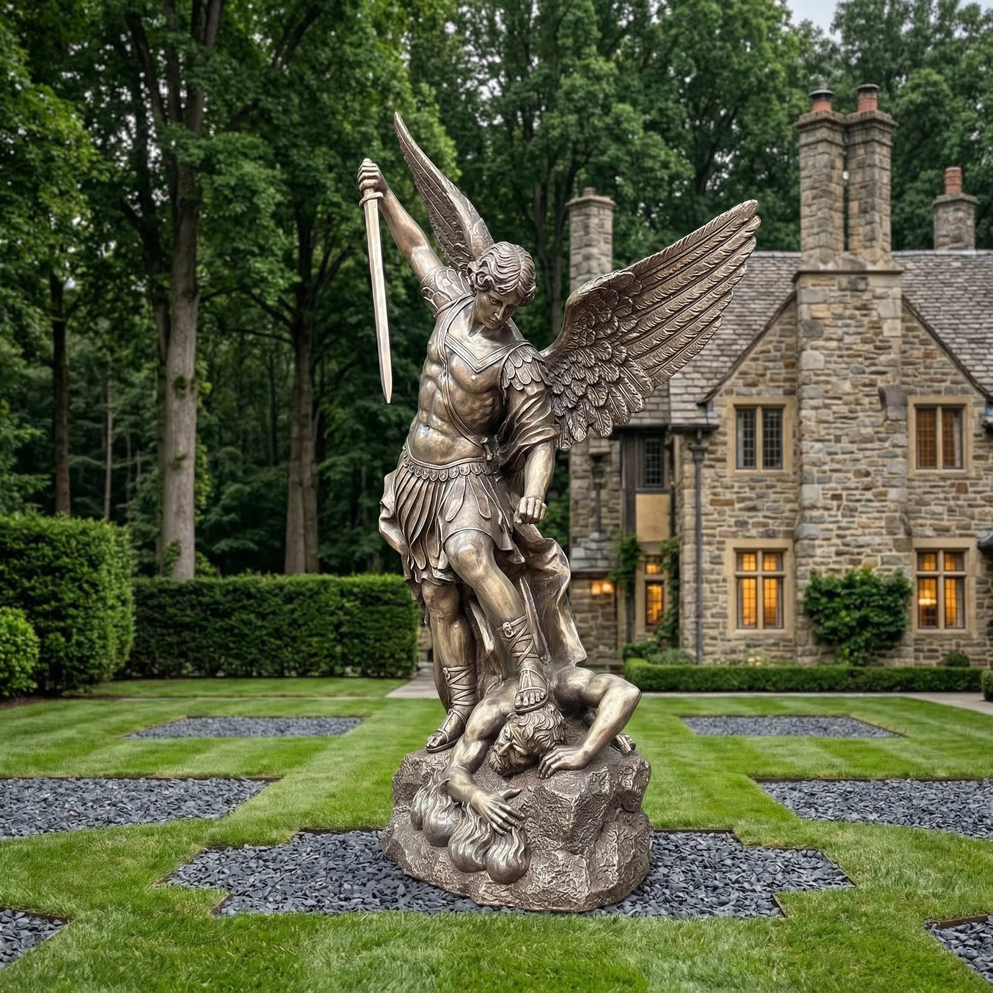 Vela-Bronze--Brass-Archangel-Michael-Sculpture-Garden-Focal-Point-VSBS-7644-05