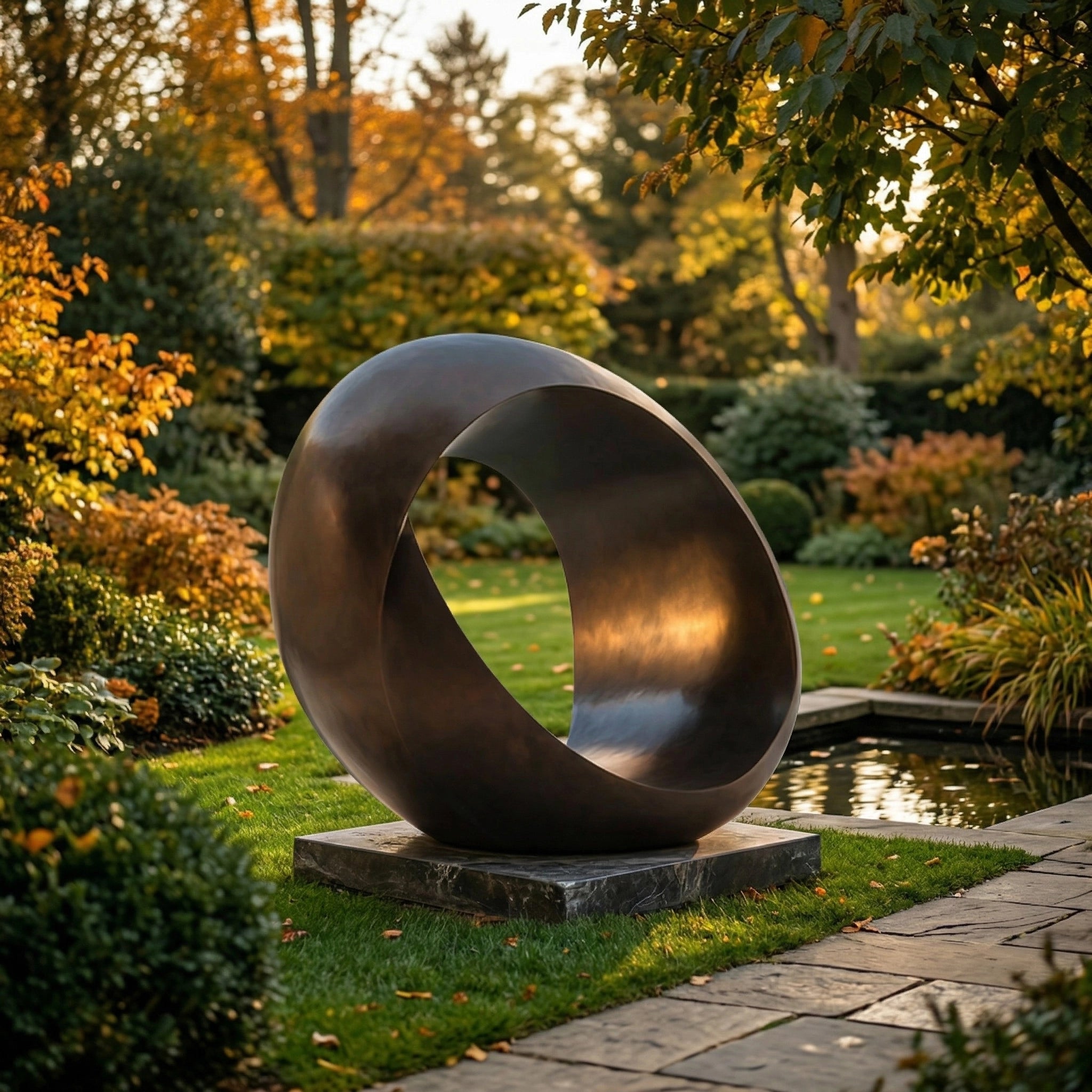 Vela-Bronze--Brass-Architectural-Geometric-Loop-Sculpture-Garden-Focal-Point-VSMaterialTypeCode-8173-01