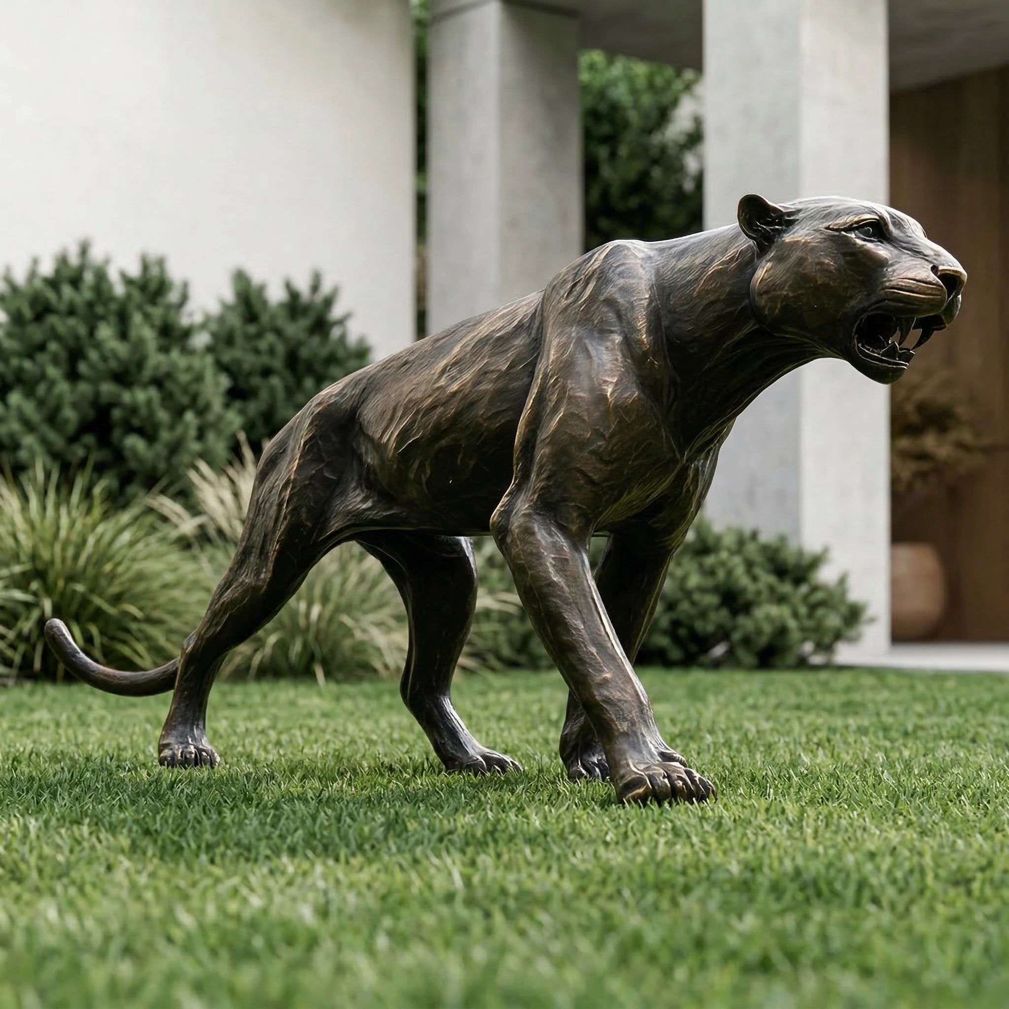 Vela-Bronze--Brass-Big-Cat-Sculpture-Prowling-Garden-Study-VSBS-427-01