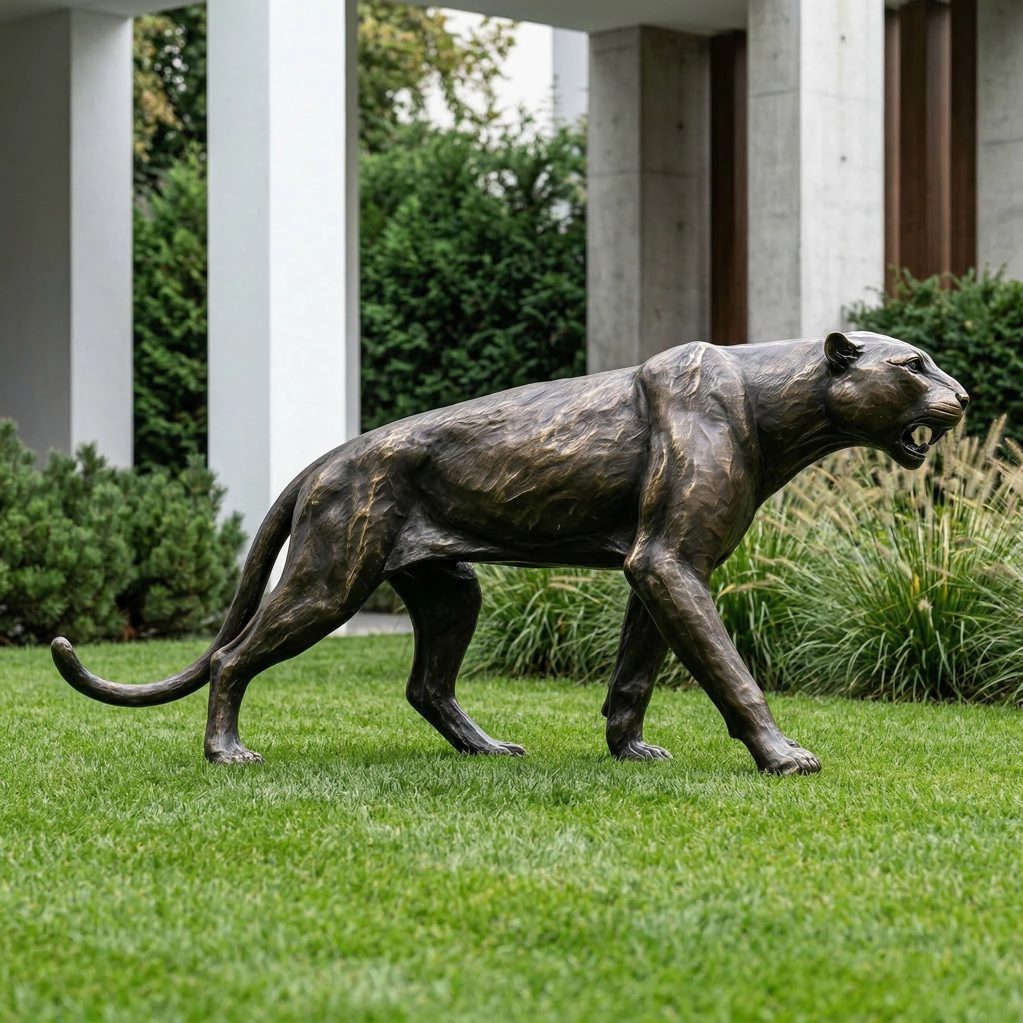 Vela-Bronze--Brass-Big-Cat-Sculpture-Prowling-Garden-Study-VSBS-427-03