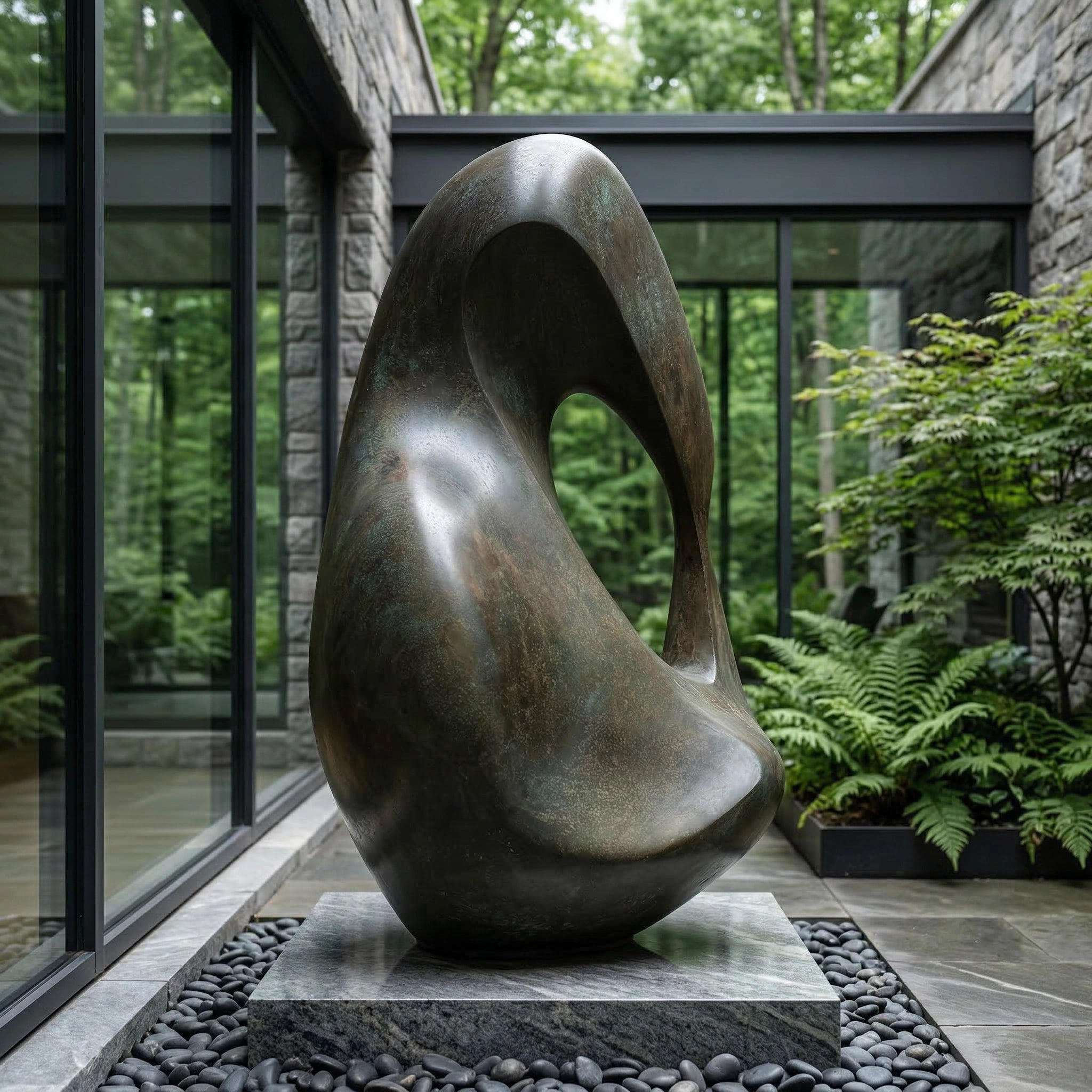 Vela-Bronze--Brass-Biomorphic-Form-Sculpture-Courtyard-Loop-VSBS-7348-03