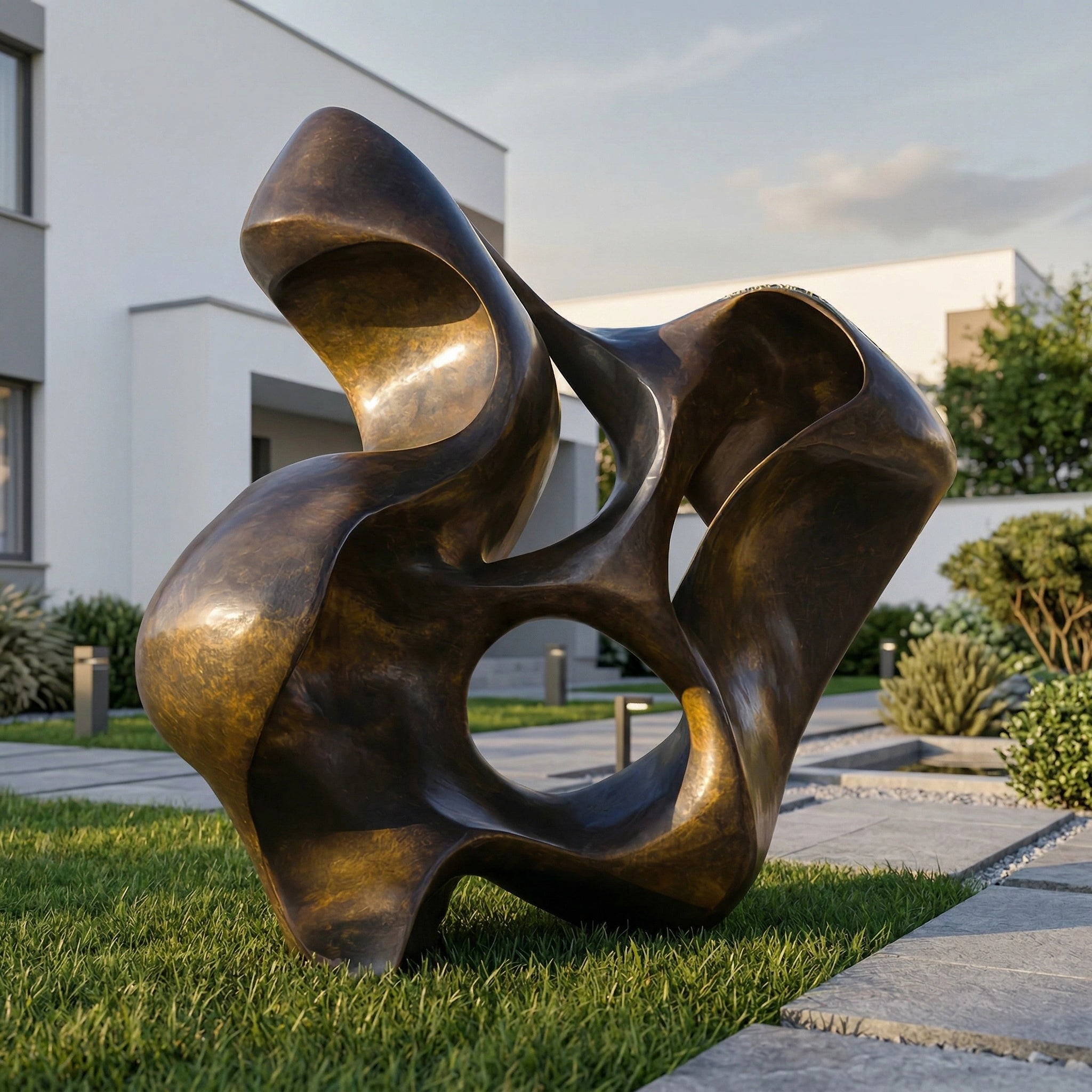 Vela-Bronze--Brass-Biomorphic-Loop-Sculpture-Garden-Placement-VSBS-7759-01