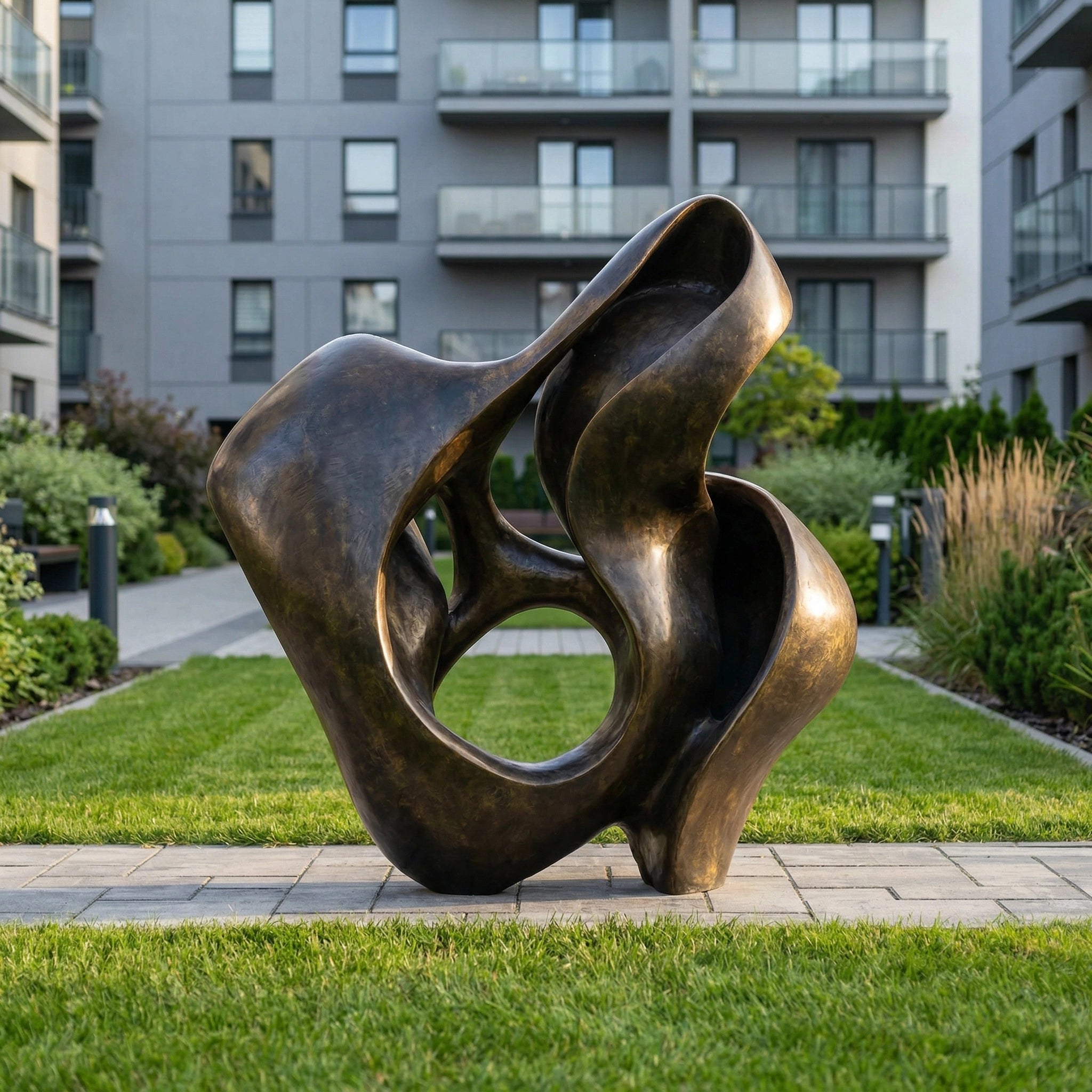 Vela-Bronze--Brass-Biomorphic-Loop-Sculpture-Garden-Placement-VSBS-7759-02