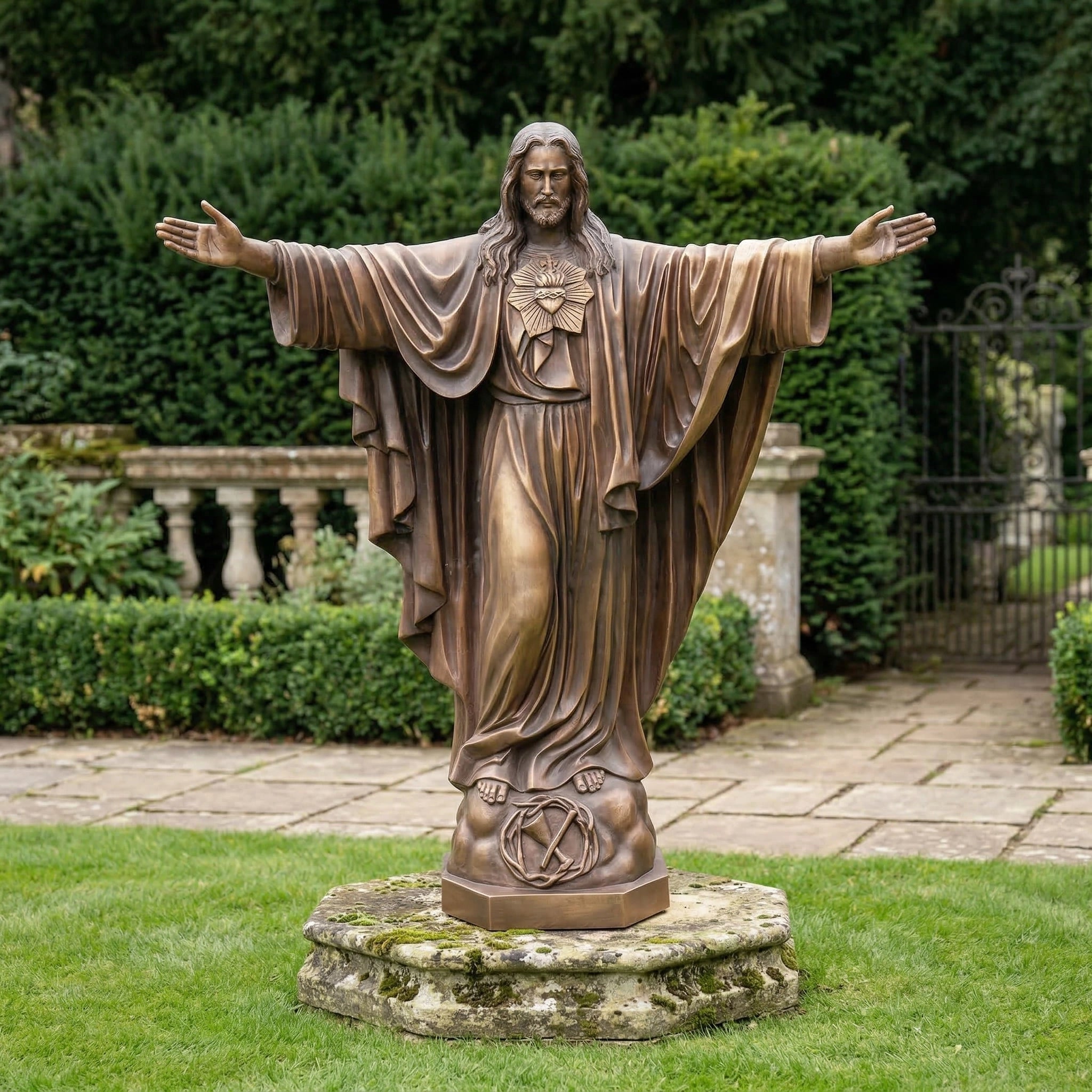 Vela-Bronze--Brass-Christ-Devotional-Sculpture-Garden-Plinth-VSBS-8824-01