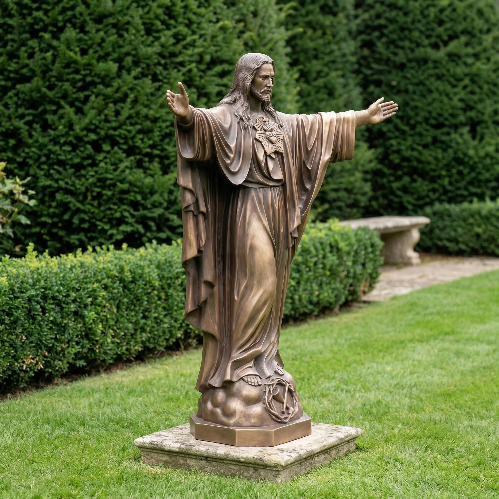 Vela-Bronze--Brass-Christ-Devotional-Sculpture-Garden-Plinth-VSBS-8824-02