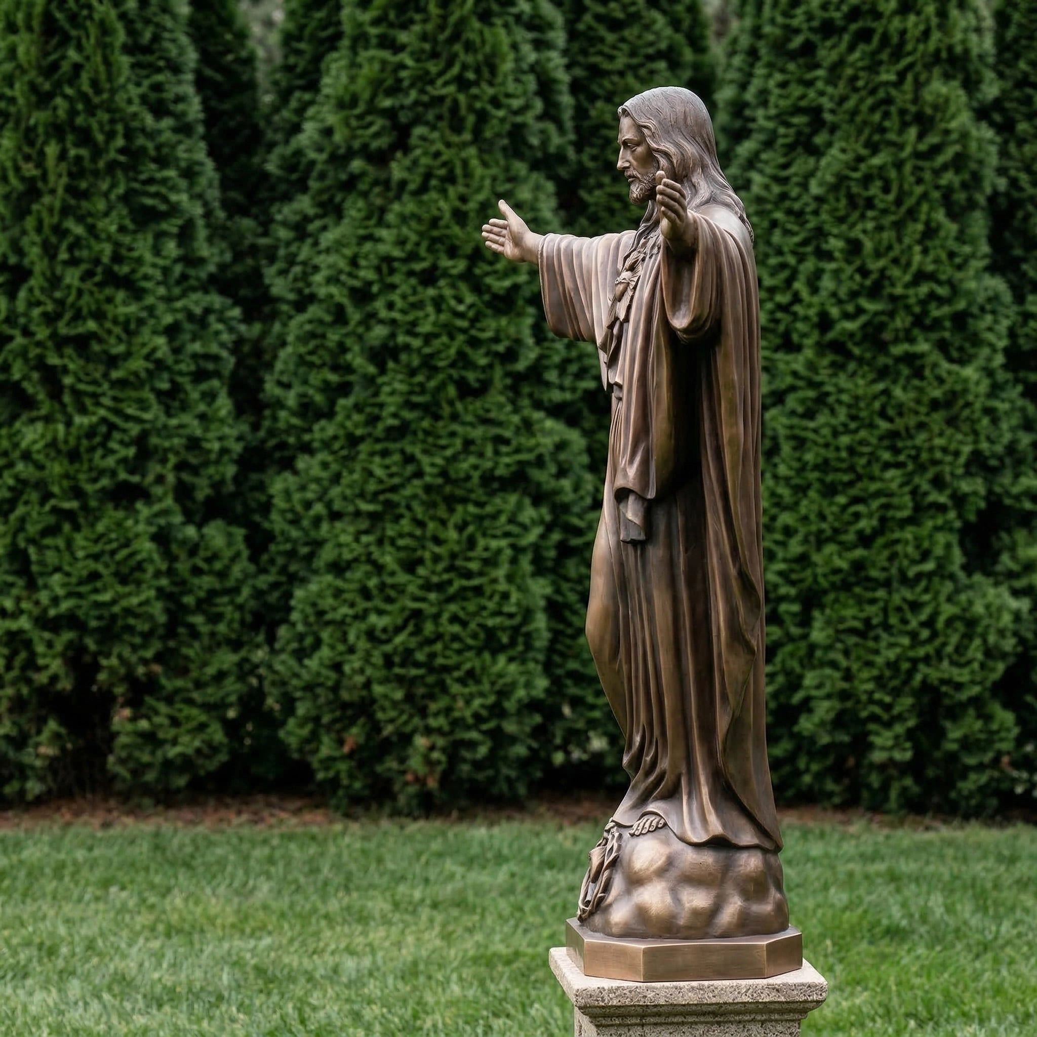 Vela-Bronze--Brass-Christ-Devotional-Sculpture-Garden-Plinth-VSBS-8824-03