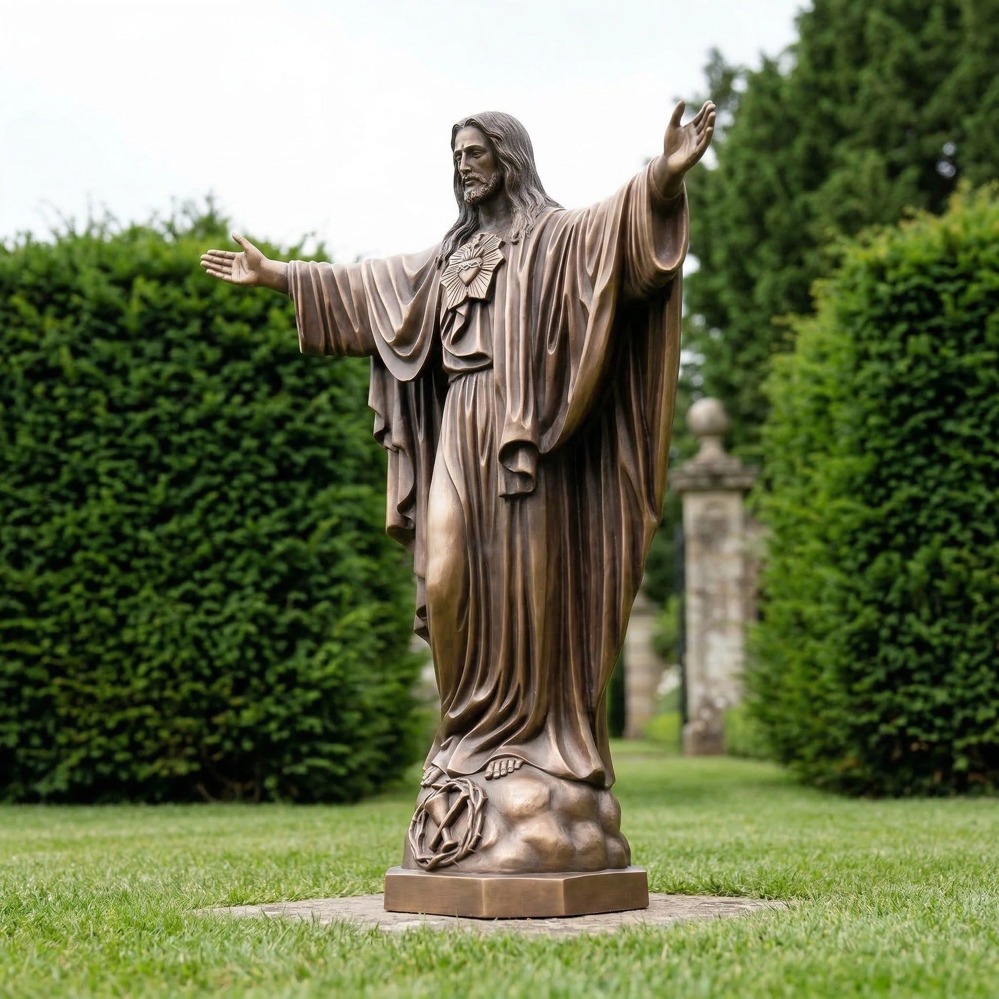 Vela-Bronze--Brass-Christ-Devotional-Sculpture-Garden-Plinth-VSBS-8824-04
