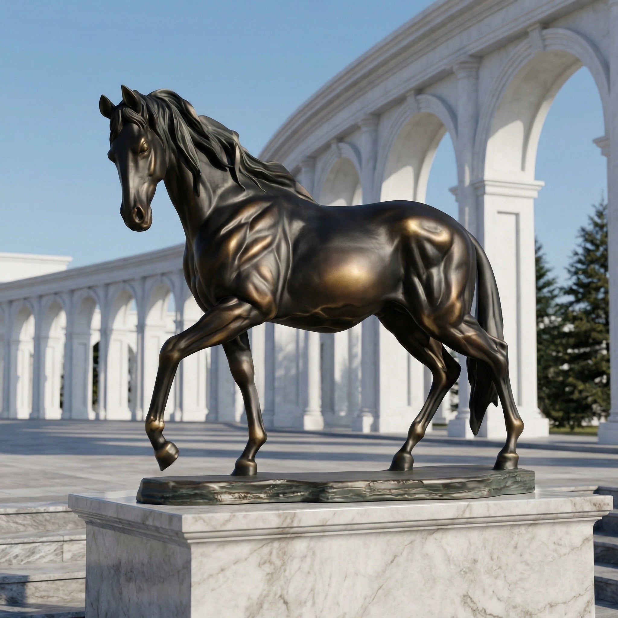 Vela-Bronze--Brass-Equine-Sculpture-Garden-Court-VSBS-6481-01