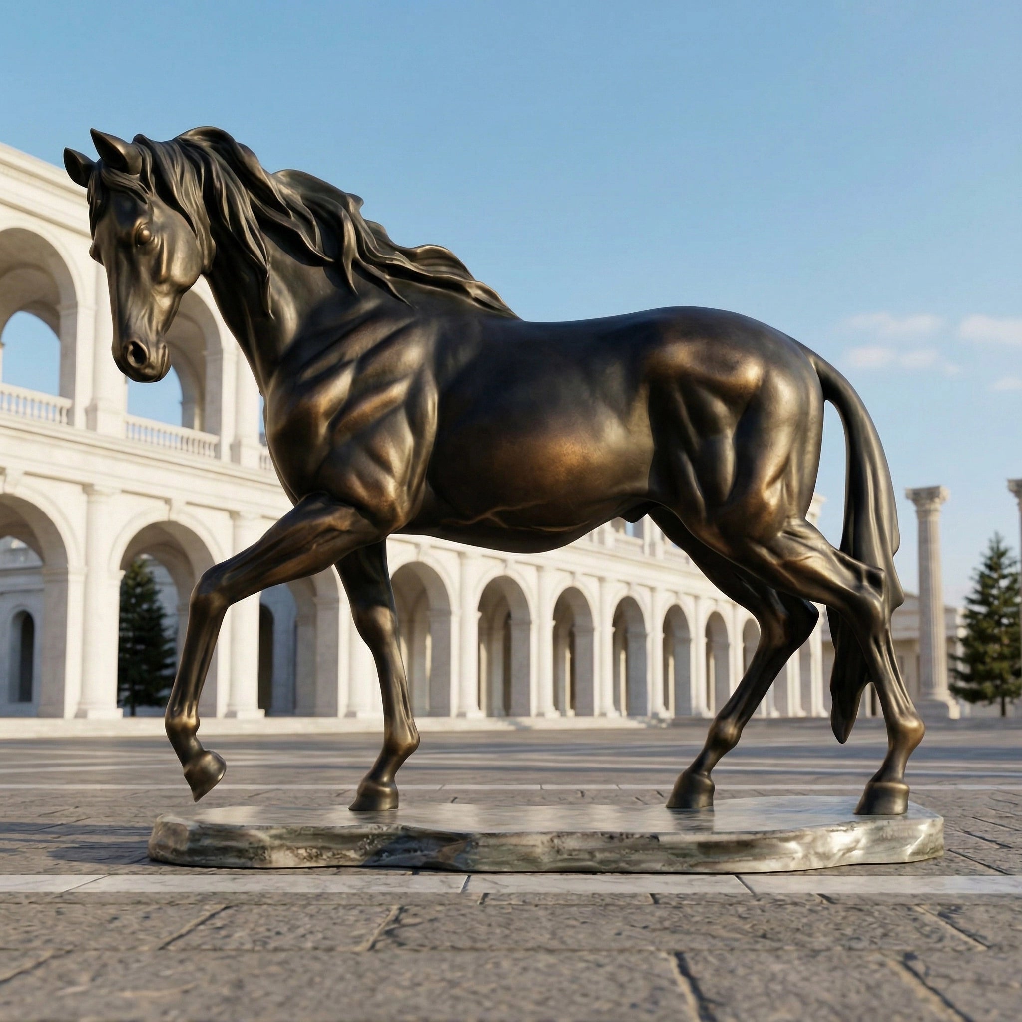 Vela-Bronze--Brass-Equine-Sculpture-Garden-Court-VSBS-6481-04