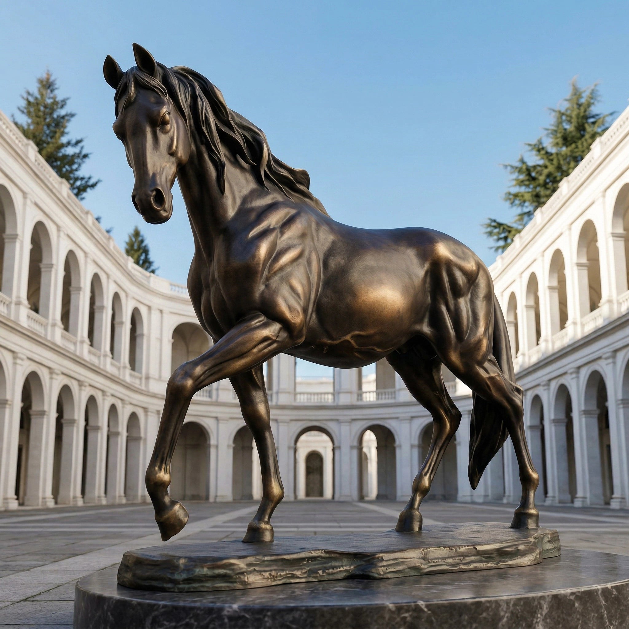 Vela-Bronze--Brass-Equine-Sculpture-Garden-Court-VSBS-6481-05