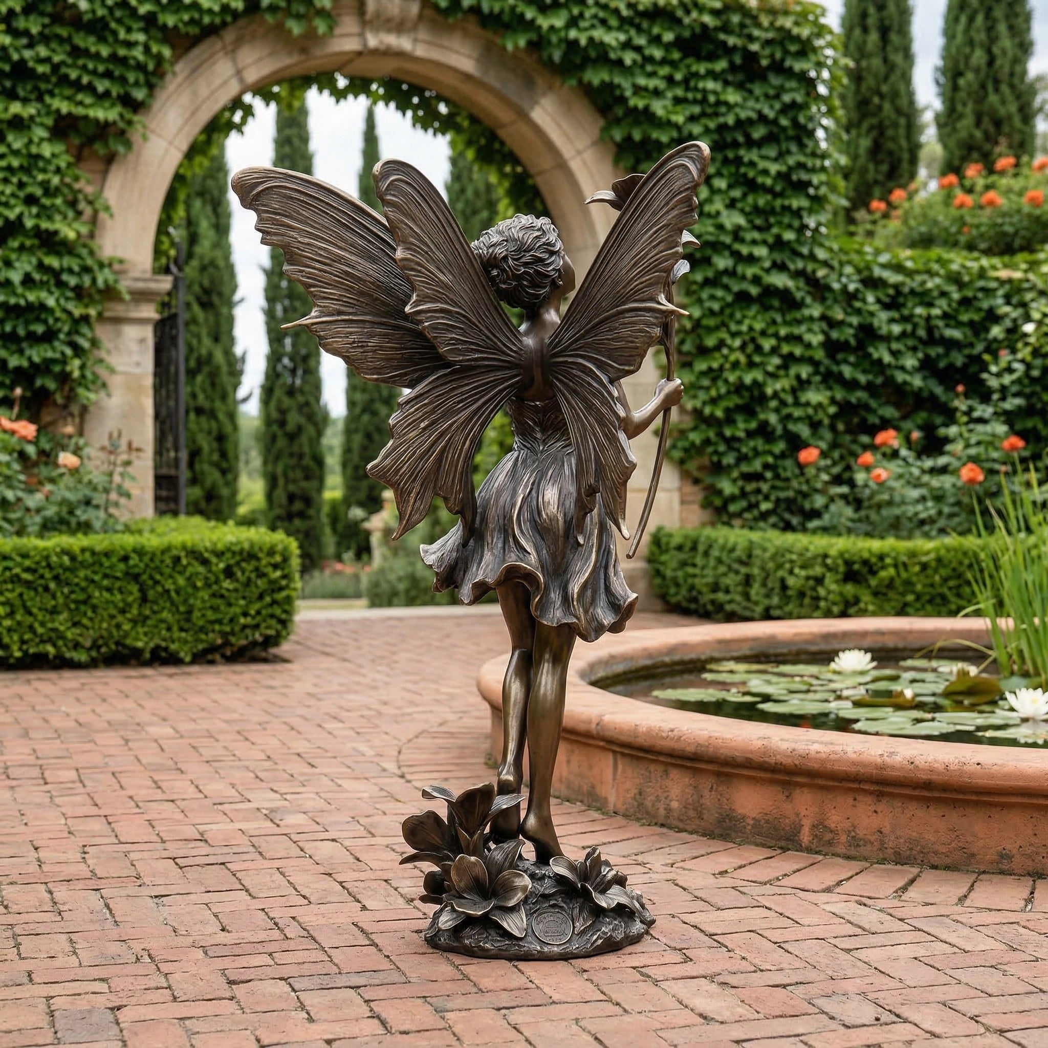 Vela-Bronze--Brass-Fairy-Garden-Nymph-Sculpture-Botanical-Winged-Garden-Placement-VSBS-6618-02