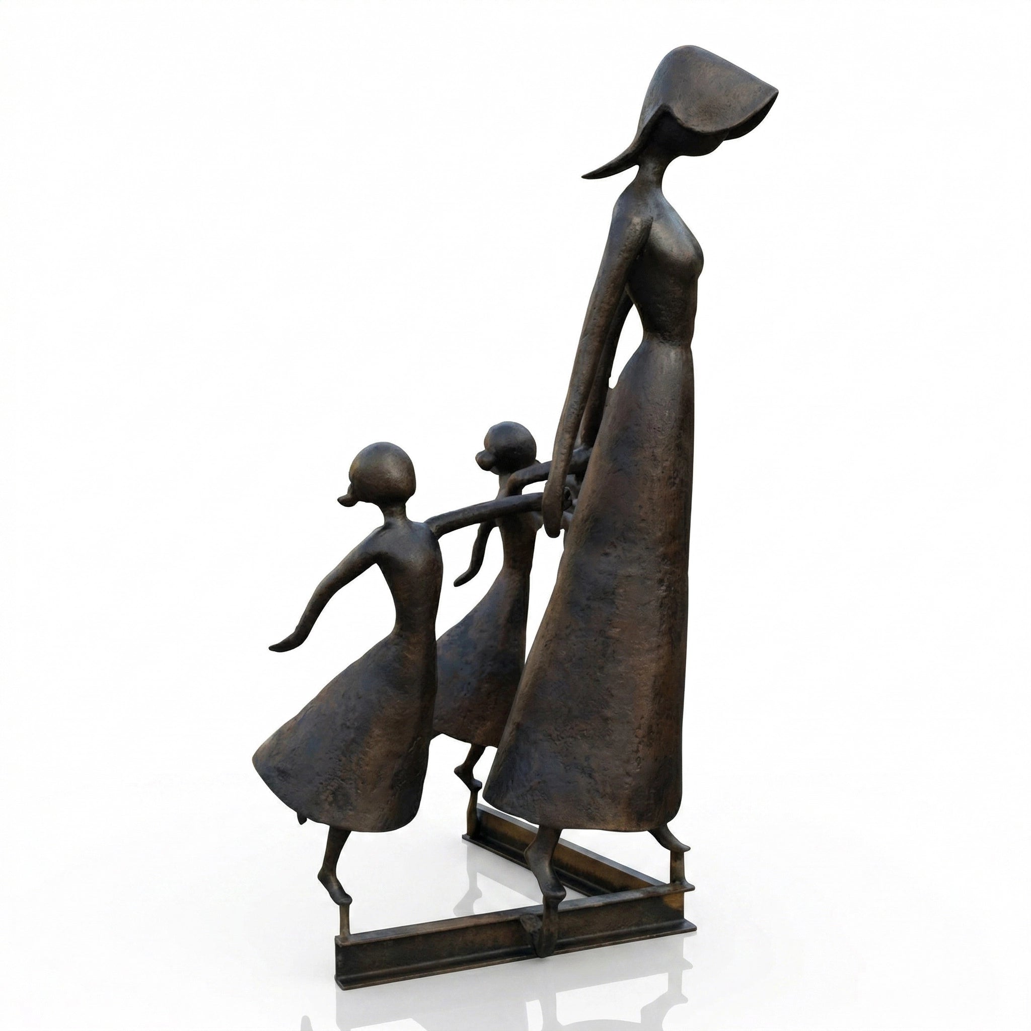 Vela-Bronze--Brass-Family-Figure-Sculpture-Garden-Pedestal-VSBS-2486-05