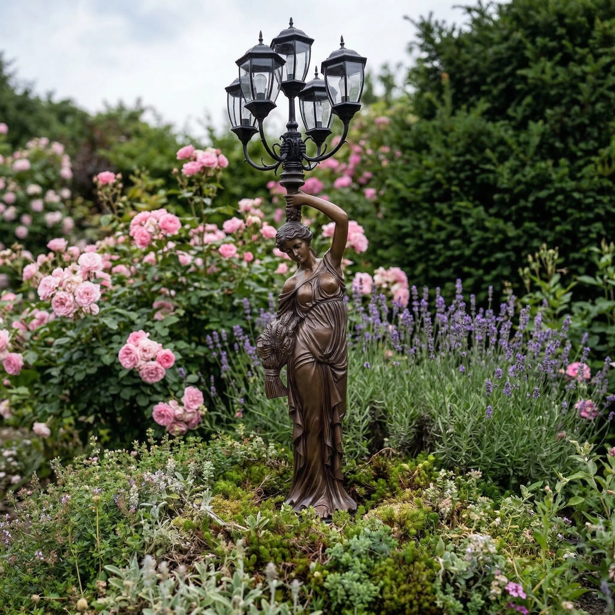 Vela-Bronze--Brass-Figurative-Lamp-Post-Sculpture-Garden-Candelabra-VSBS-8869-01