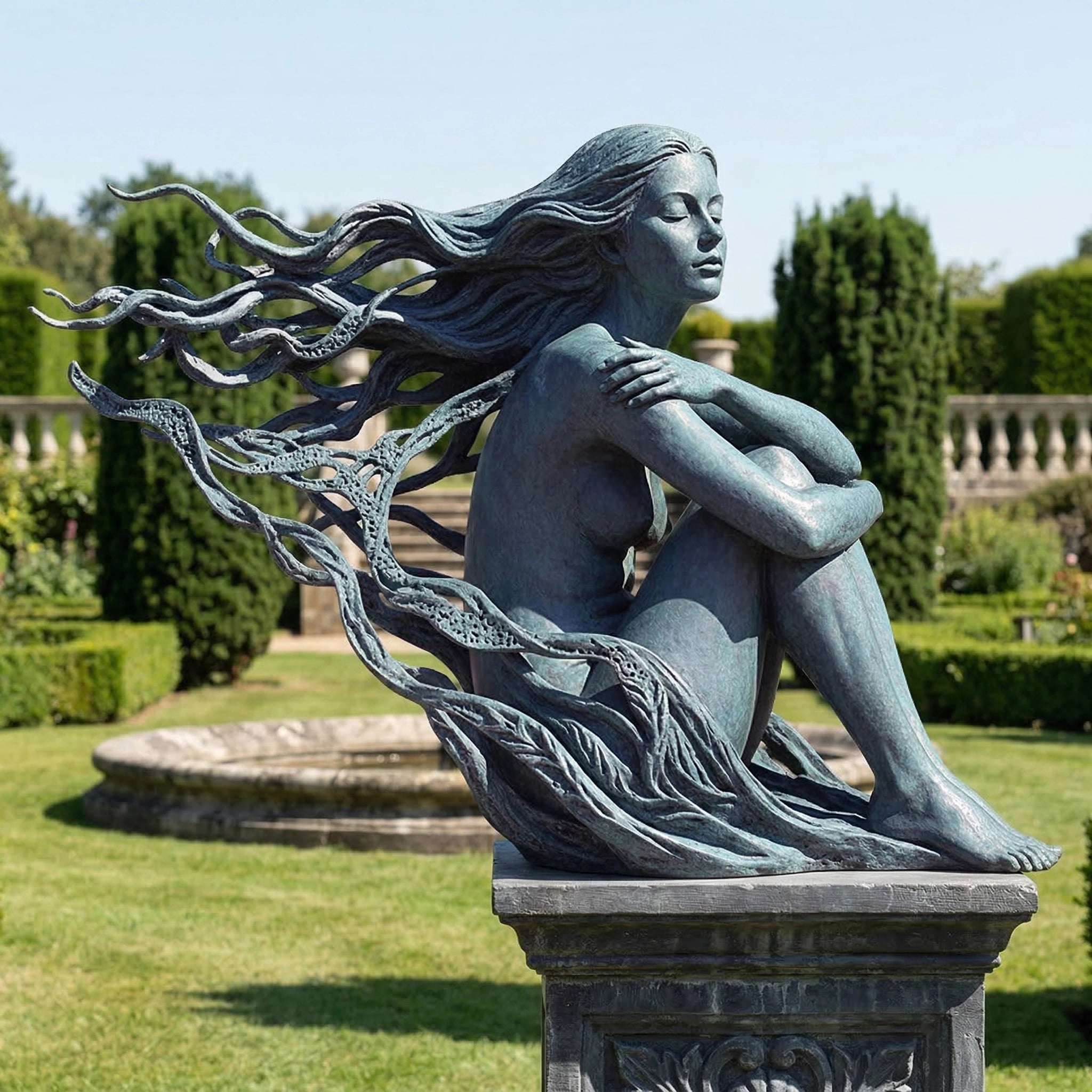 Vela-Bronze--Brass-Figurative-Nature-Sculpture-Garden-Pedestal-VSBS-7461-04