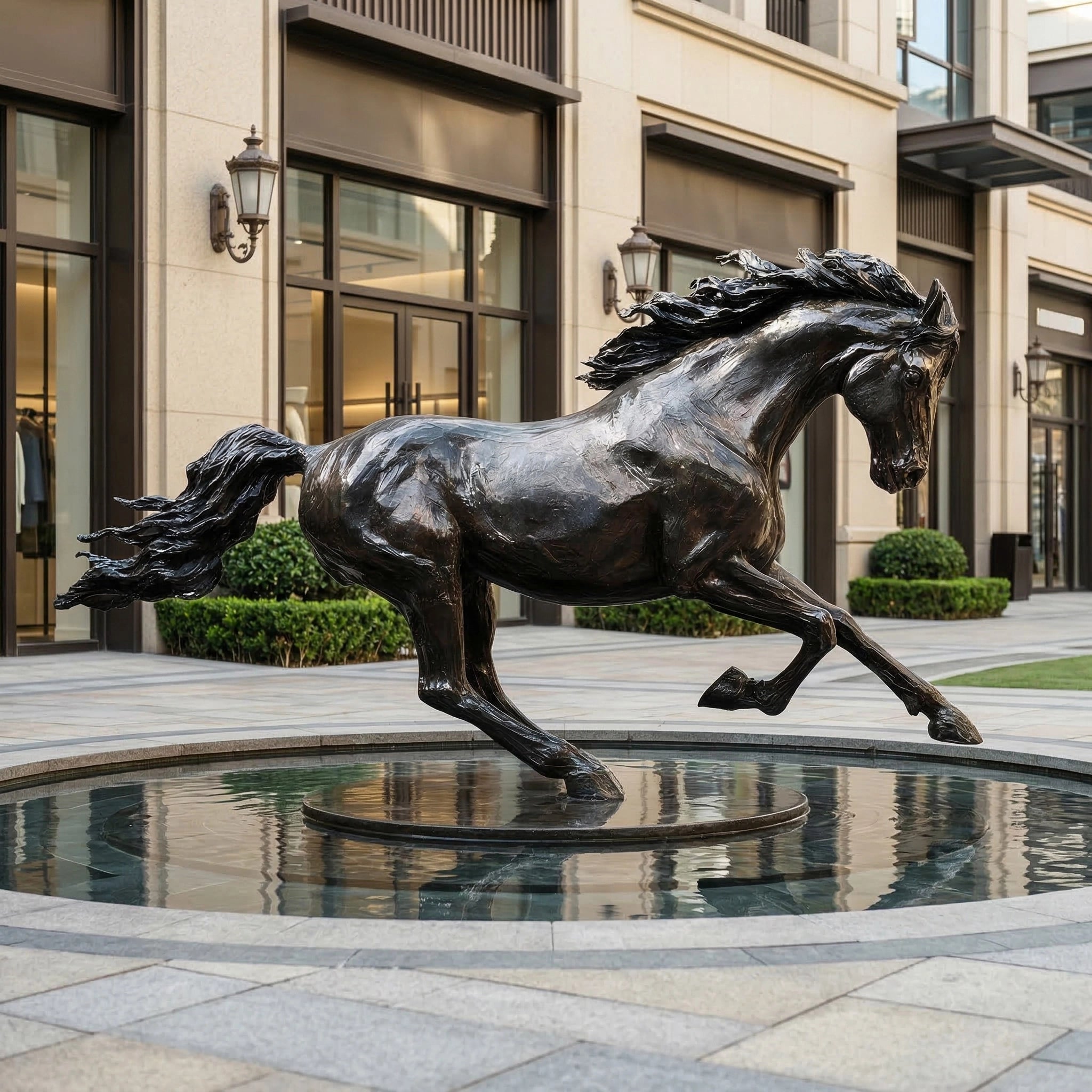 Vela-Bronze--Brass-Galloping-Horse-Sculpture-Poolside-Fountain-Statement-VSBS-8726-01